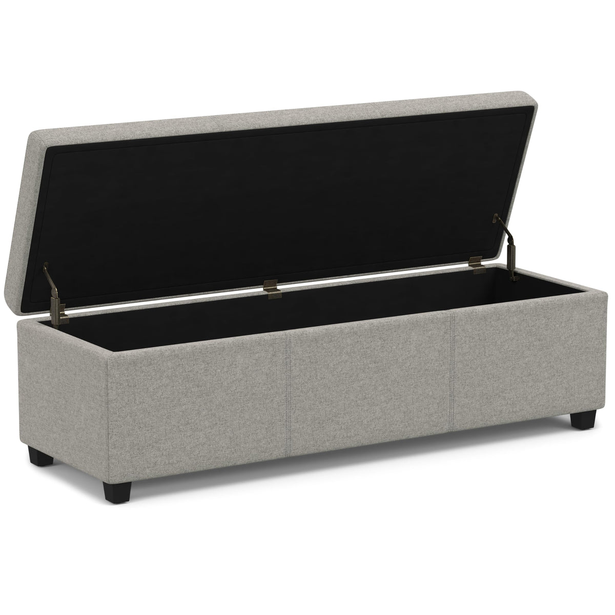 SIMPLIHOME Avalon Extra Large Storage Ottoman Bench - 54 inch Wide Upholstered Linen Look Fabric Rectangular Lift-Top Ottoman in Cloud Grey, Contemporary Bench for Living Room with Hidden Storage