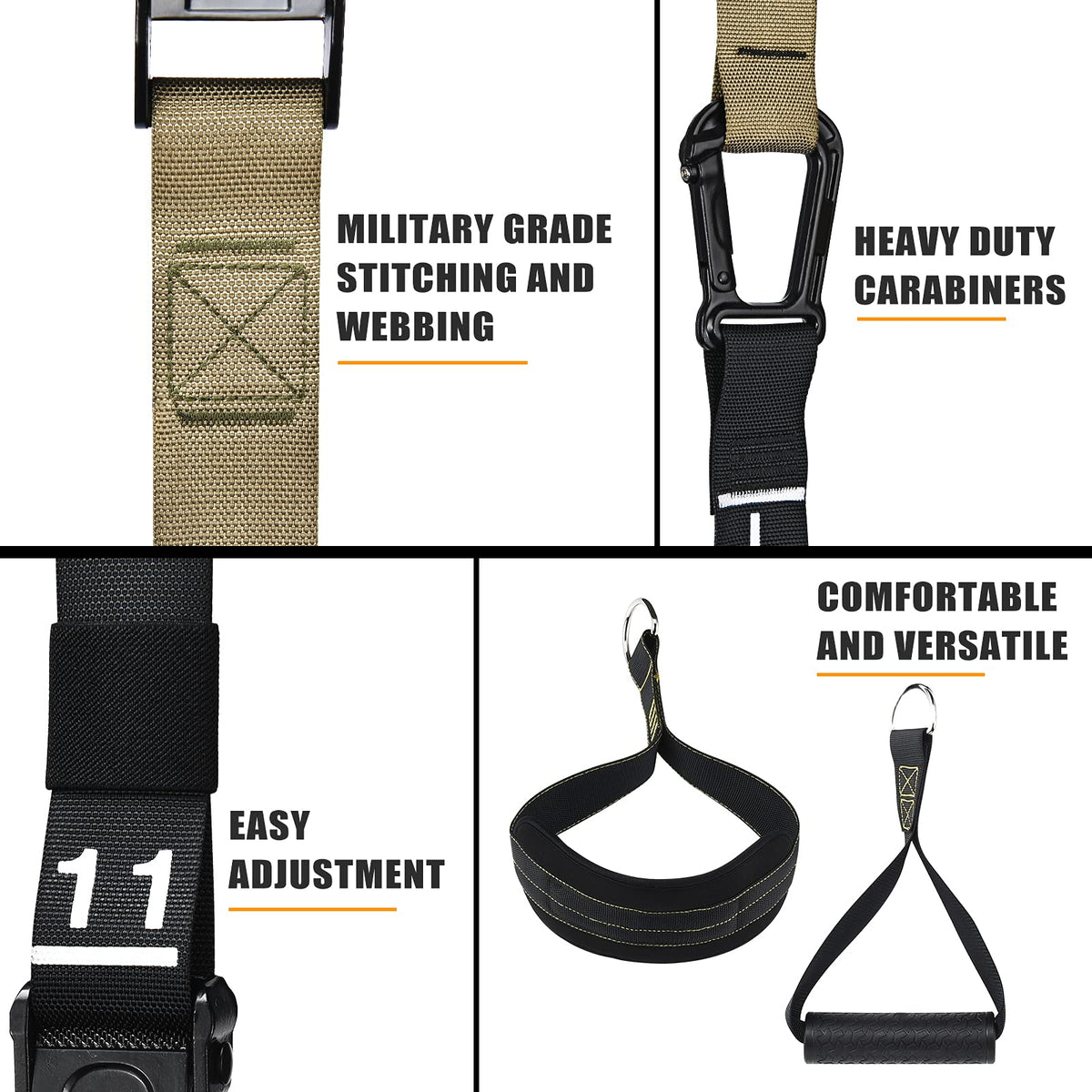 Bodytorc Suspension Trainer, Bodyweight Training Straps for Full Body Workouts at Home, Includes Door Anchor, Extension Arms and Advanced Foot Straps. Green