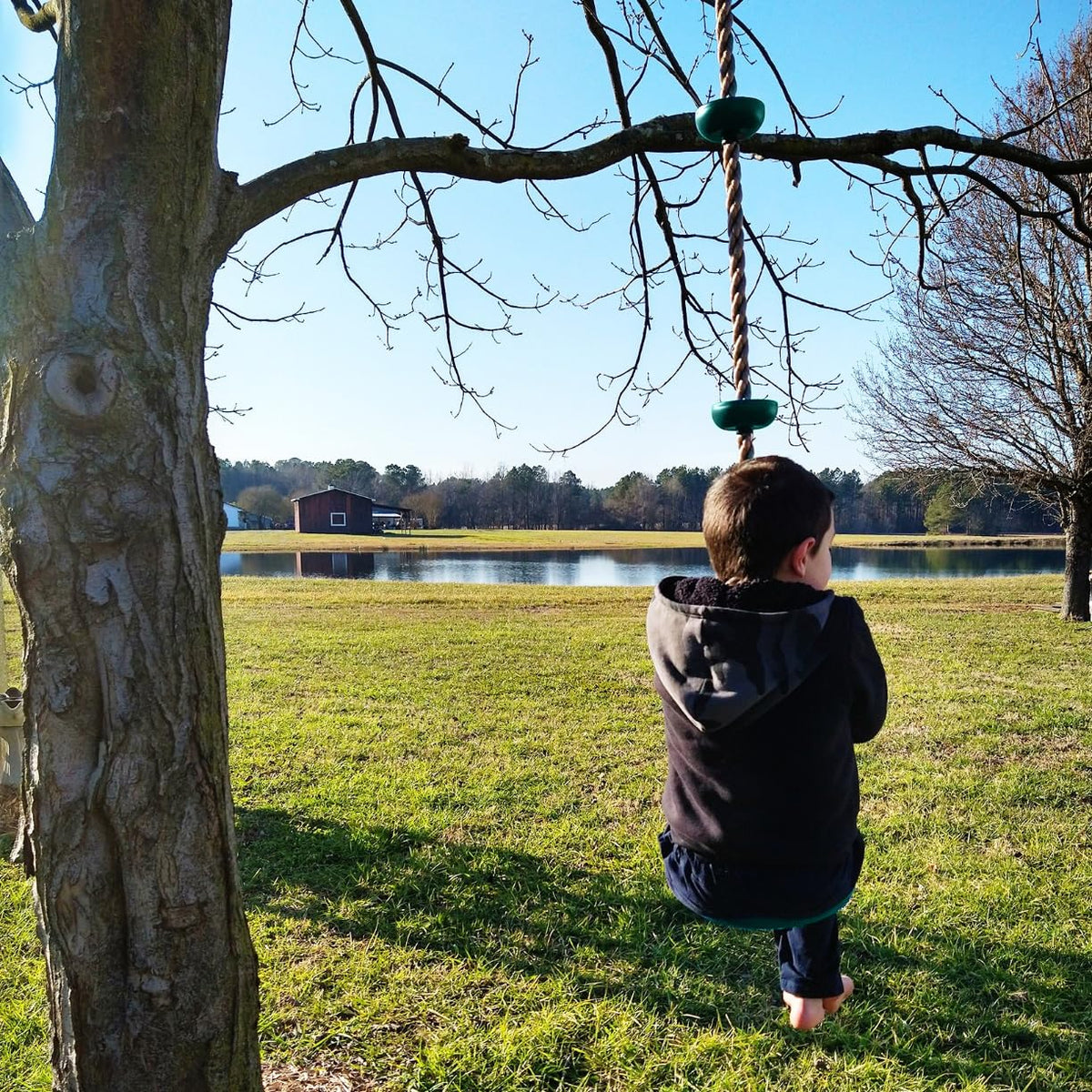 Climbing Rope with Platforms and Disc Swing Seat Set Playground Accessories Including Bonus Hanging Strap & Carabiner Tree Swing for Kids Rope Swings for Tree
