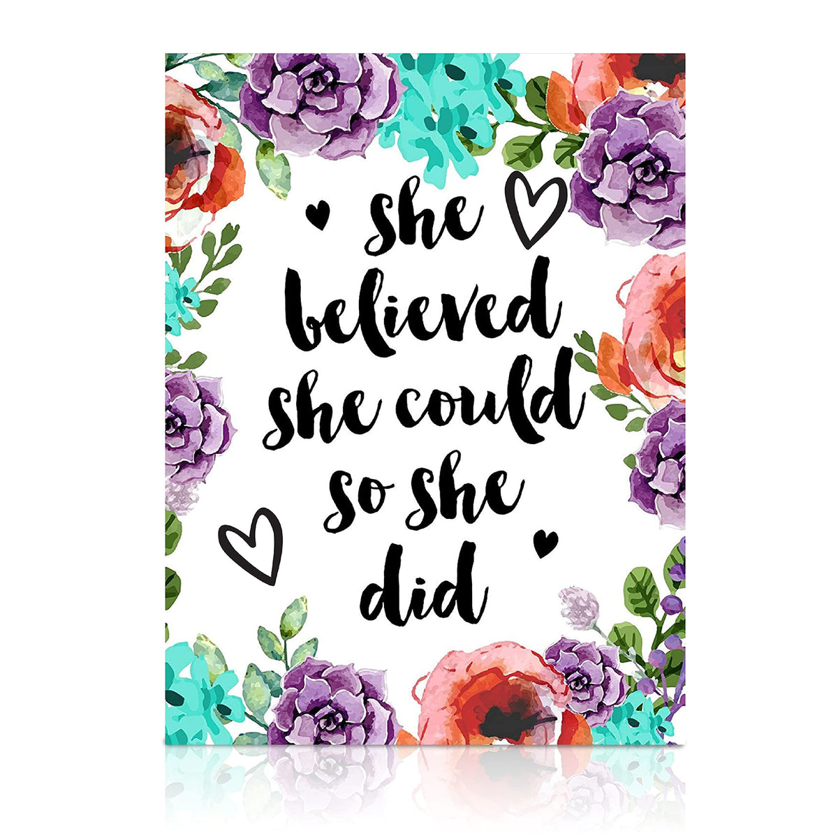 Modern Merch Inspirational Diamond Art for Adults DIY Motivational Quote Wall Art Floral 5D Diamond Painting for Adults, Flowers Cross Stitch Gem Art, Round Drill 12x16
