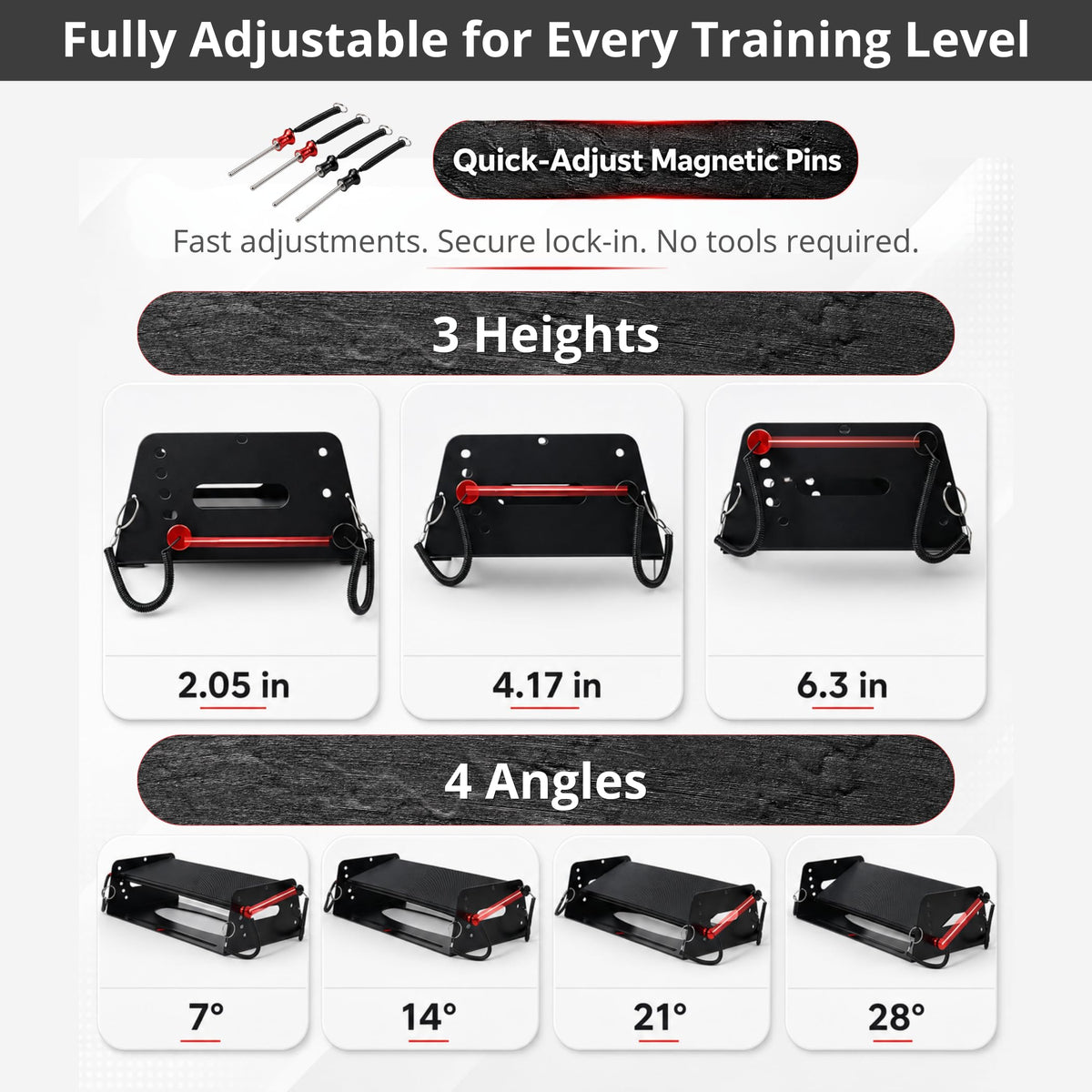 Adjustable Slant Board, Calf Raise Machine & Aerobic Step Platform — 3-in-1 Heavy-Duty Steel Frame with Resistance Bands for Squats, Calf Raises, Step-Ups, Stretching & Ankle Mobility, 880 lbs