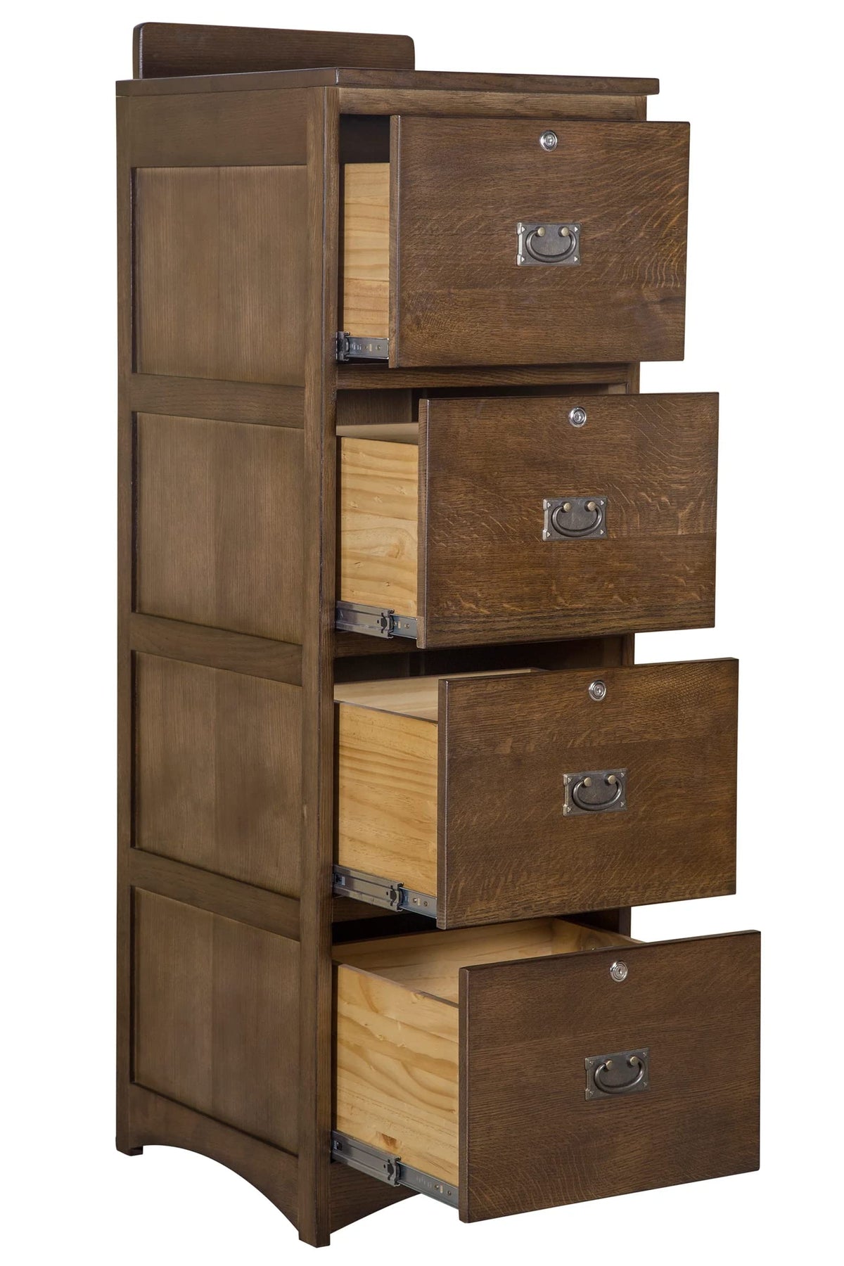 Crafters and Weavers Mission Solid Oak 4 Drawer File Cabinet - Dark Brown Walnut