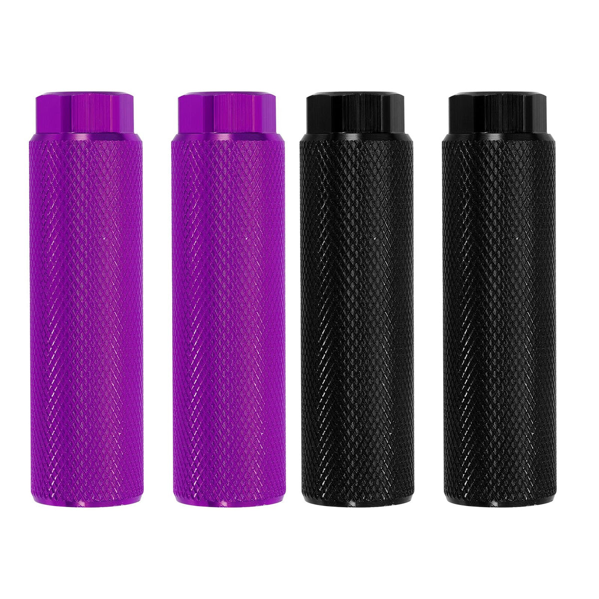 PATIKIL Bike Pegs Fit 3/8 Inch Axles, 4 Pack Aluminum Alloy Anti-Skid Lead Foot Small Bicycle Peg Back Seat Stands for BMX Mountain Dirt Bike Cycling Rear, Purple/Black