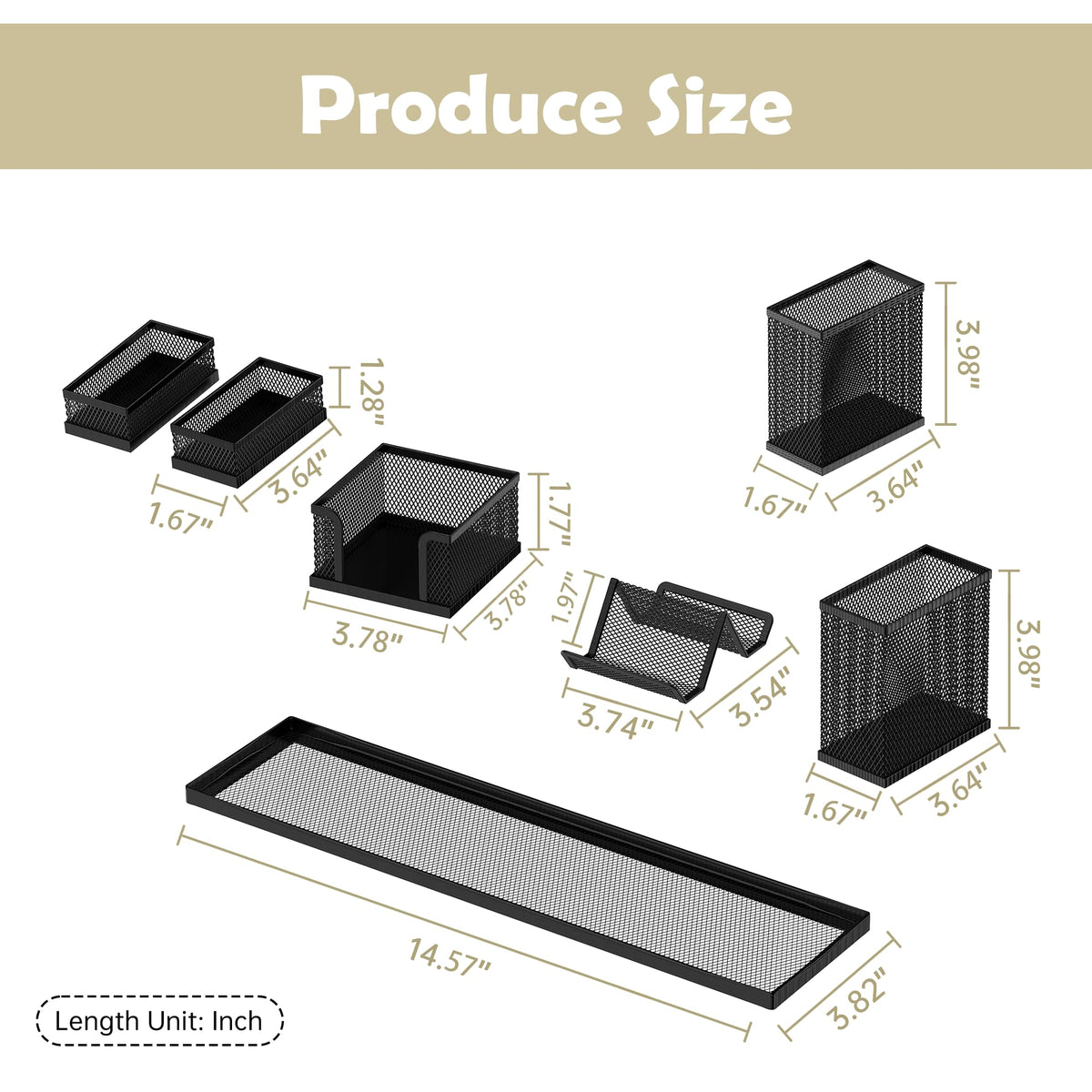 SUPEASY Pen Holder for Desk, 6 Piece Mesh Desk Organizer Set for Office Organization with Phone Holder, Sticky Notes Caddy Storage for Classroom, School (Black)