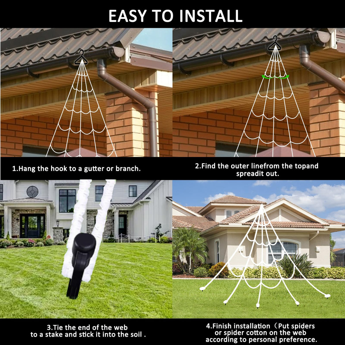 Halloween Spider Web Lights 550 LED Lighted Spider Web 16.4Ft Giant Halloween Decorations Light up with 8 Lighting Modes Waterproof & Timer for Indoor Outdoor House Haunted Yard Decor, Orange & Purple