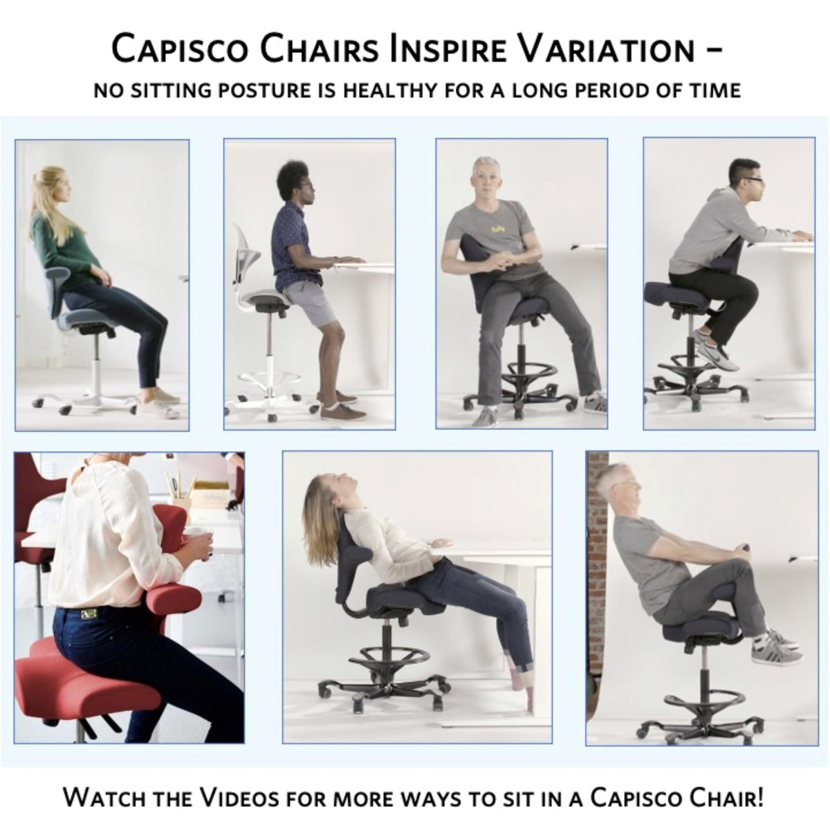 HAG Capisco Puls Adjustable Sit to Stand Desk Chair-White Frame-Blue Plastic-Blue Partial Cushion with Footring