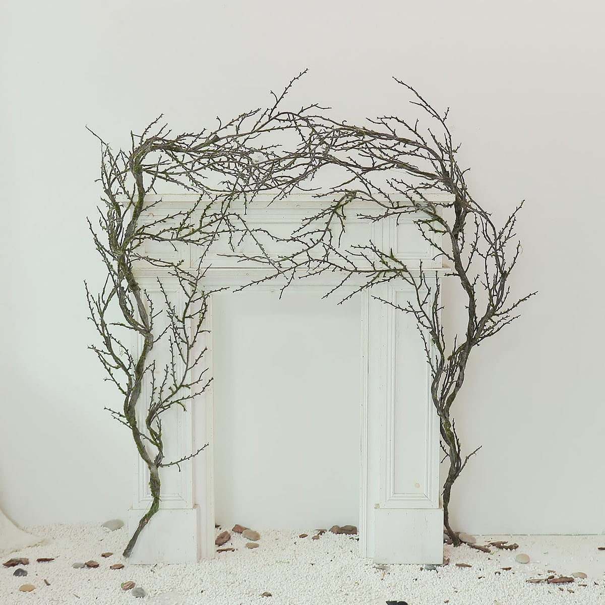 74.8inch Long Malleable Black Halloween Tree Weeping Branches Twigs Greenery Garland Hanging Moss Faux Ghost Grape Vine for Haunted Forest Outdoor Mantel Fireplace Porch Arch Stairway Yules Decor (2)