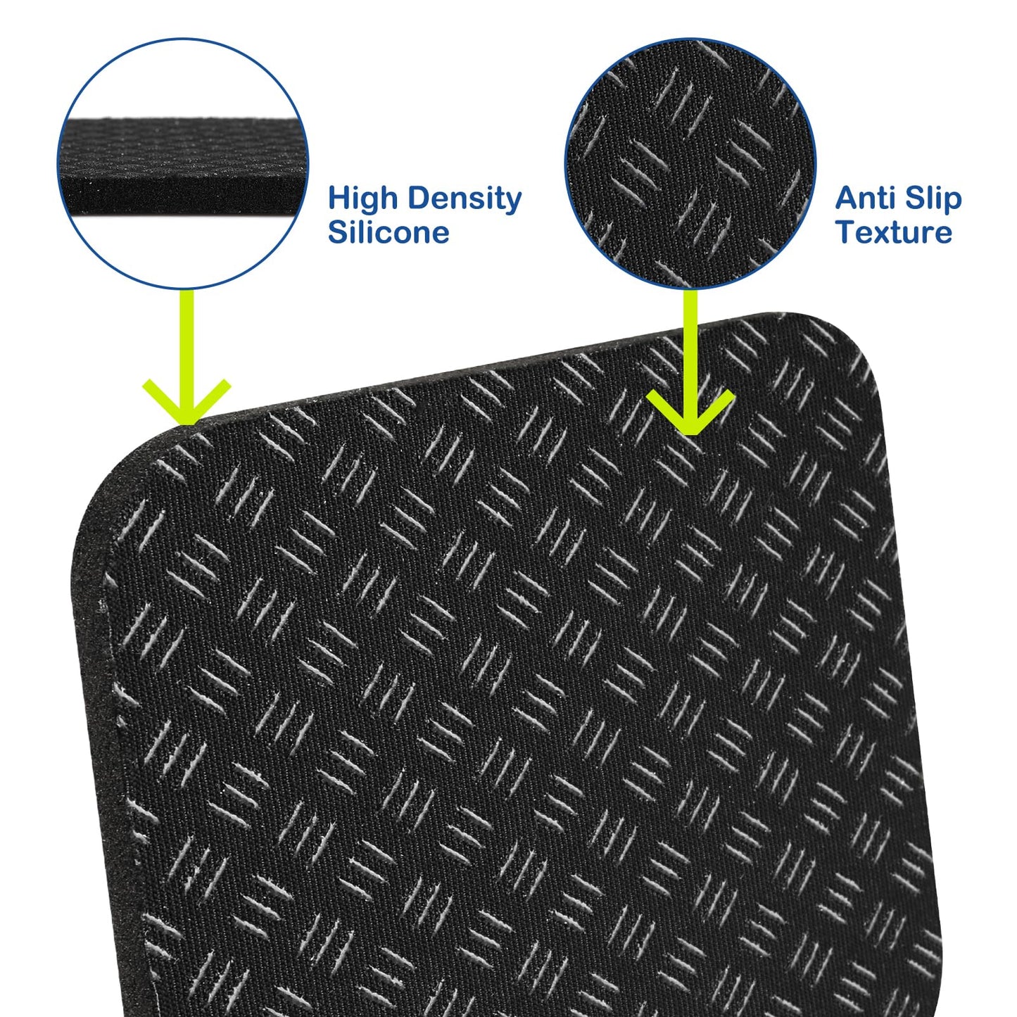 6 Pcs Walking Pad Mat, Treadmill Mat Pads, 4" x 4" x 0.2" Double-Sided Non-Slip Exercise Equipment Mat, High Density Silicone Anti Vibration Pad for Protect Floors, Noise Reduction