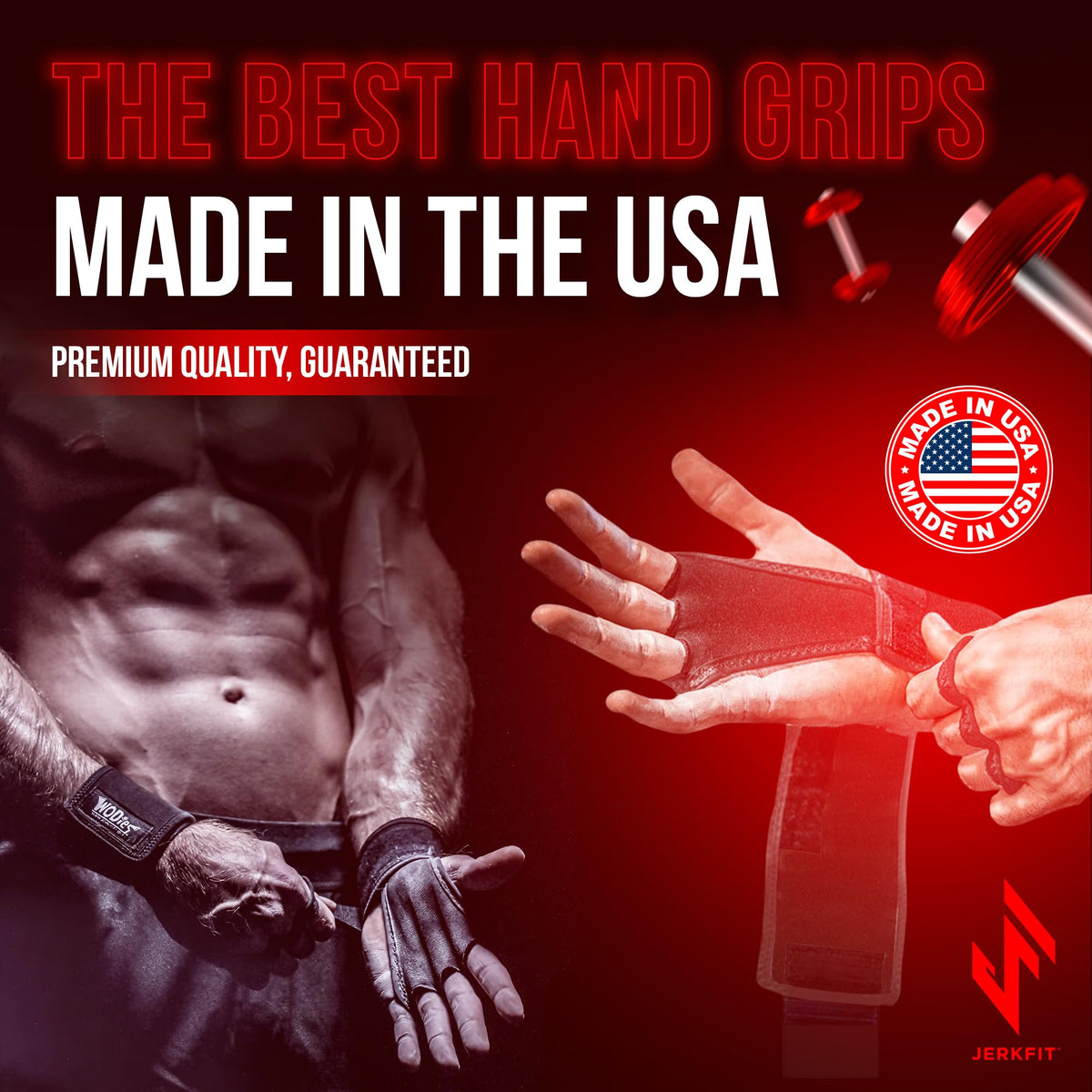 JerkFit WODies Gymnastics & Weightlifting Grips with Wrist Wraps – 3 Hole Versatile Gym Gloves for Pull Ups, Gym Training & Cross Training – Hand Grips Palm Protector for Men & Women (Black L)