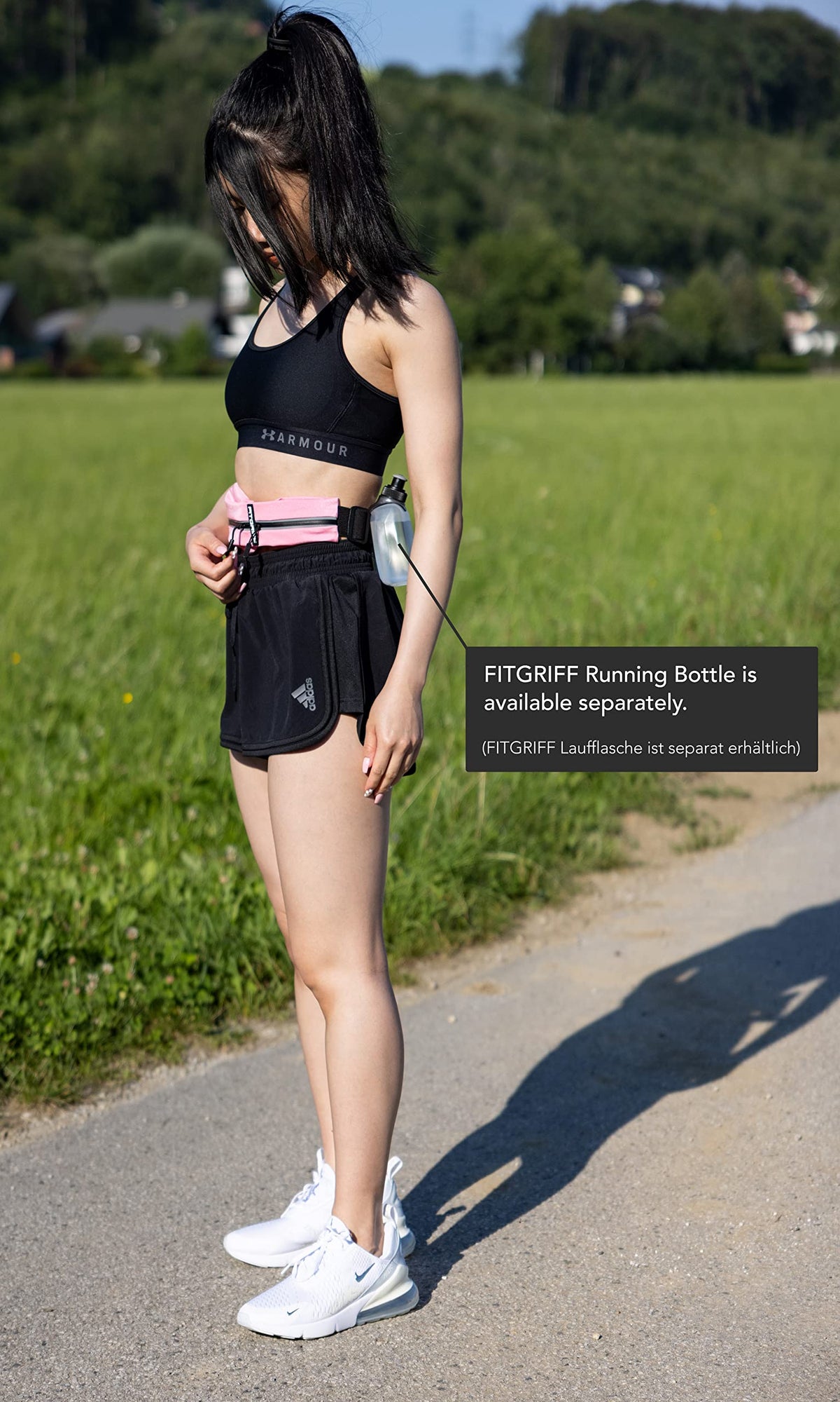 Fitgriff® Running Belt for Men & Women - Secure Jogging Pouch for Phone, Keys & Essentials - For All Cell Phones (Pink, 24.5" - 35.5" Waist Size)