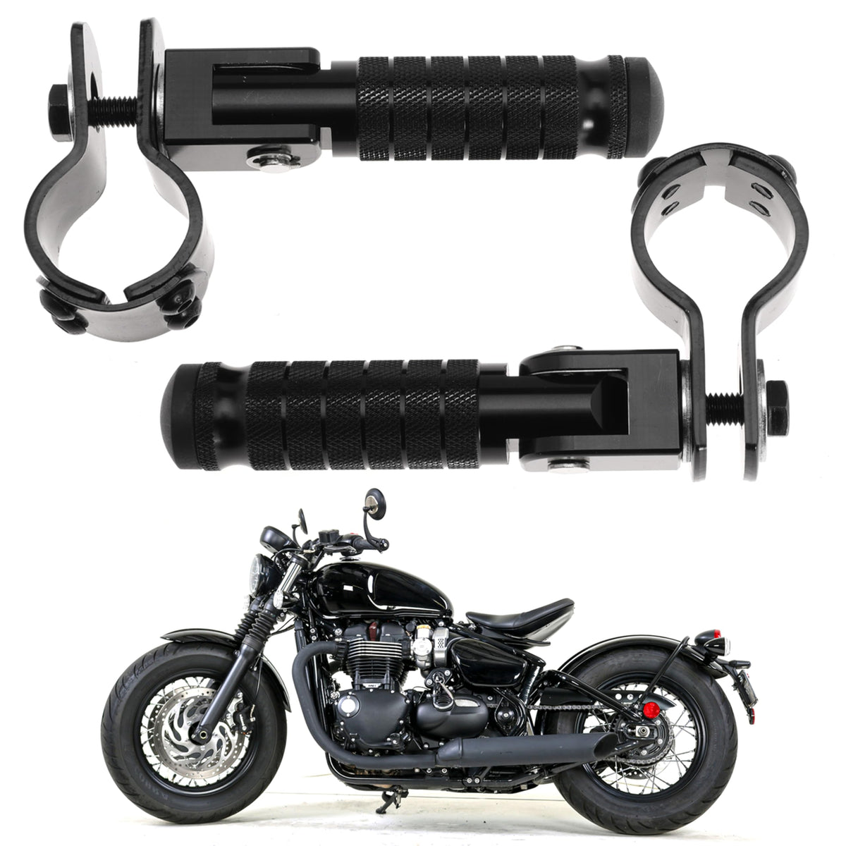 M8 Motorcycle Footrests For Yamaha For Honda For Suzuki For Aprilia 90 Degree Foldable Footpegs Motorbike MiniBike Dirt Pit Bike CNC Motorcycle Folding Footpegs Rearsets Folded Footrest (Black)