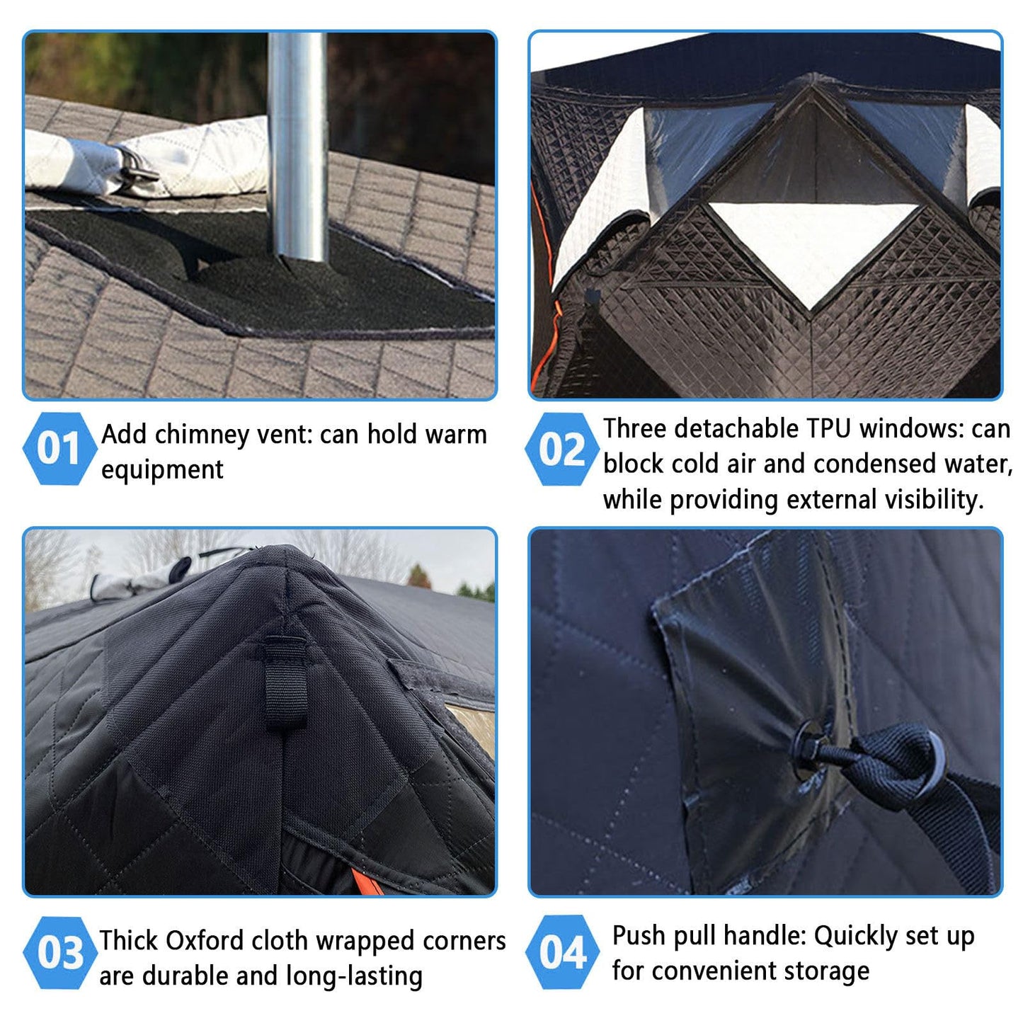 WACLMOTAKE 70.8x70.8x78'' Outdoor Sauna Tent, 3-5 Person Steam for Dry Sauna, Pop Up Ice Fishing Tent, Windproof Warm Portable Ice Shanty with Anchors/Ropes/Carrying Bag Sauna-Tent-2.1m