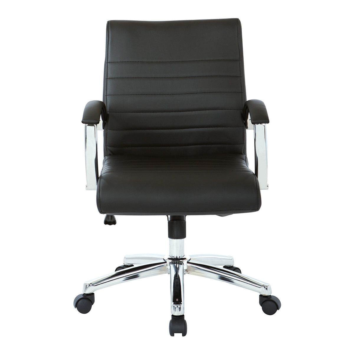 Office Star FL Series Executive Faux Leather Adjustable Office Chair with Built-in Lumbar Support, Low-Back, Black