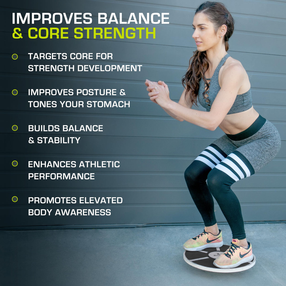 ProsourceFit Wooden Balance Board Non-Slip Wobble Core Trainer 15.75in (39.5cm) Diameter with 360 Rotation for Stability Training, Full Body Exercises, Physical Therapy, Black