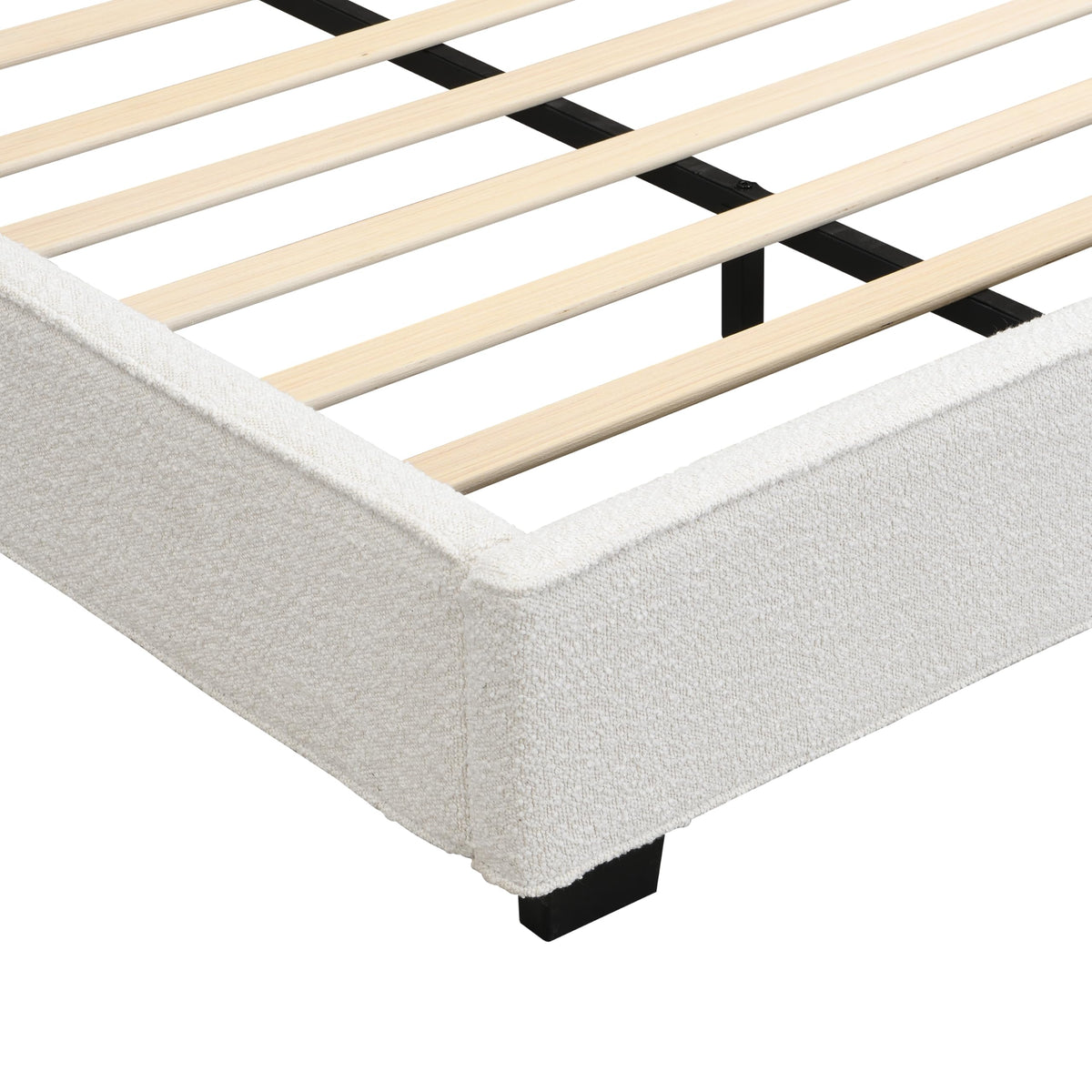 Christopher Knight Home Cordo King Size Bed, Velvet Upholstered Platform Bed, Wooden Slats Panel Support, Tufted Square Corners Haedboard, No Box Spring Needed, Easy Assembly, Beige