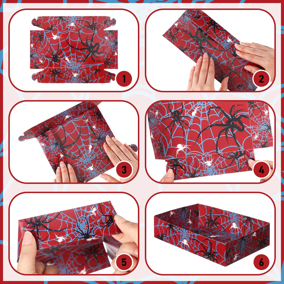Teenyyou 38 Pcs Spider Food Trays Paper Disposable Serving Food Boats Snacks Holder Trays for Snacks Spider Birthday Decoration French Fries Hot Dog BBQ Party Favors Supplies(Spiderweb)