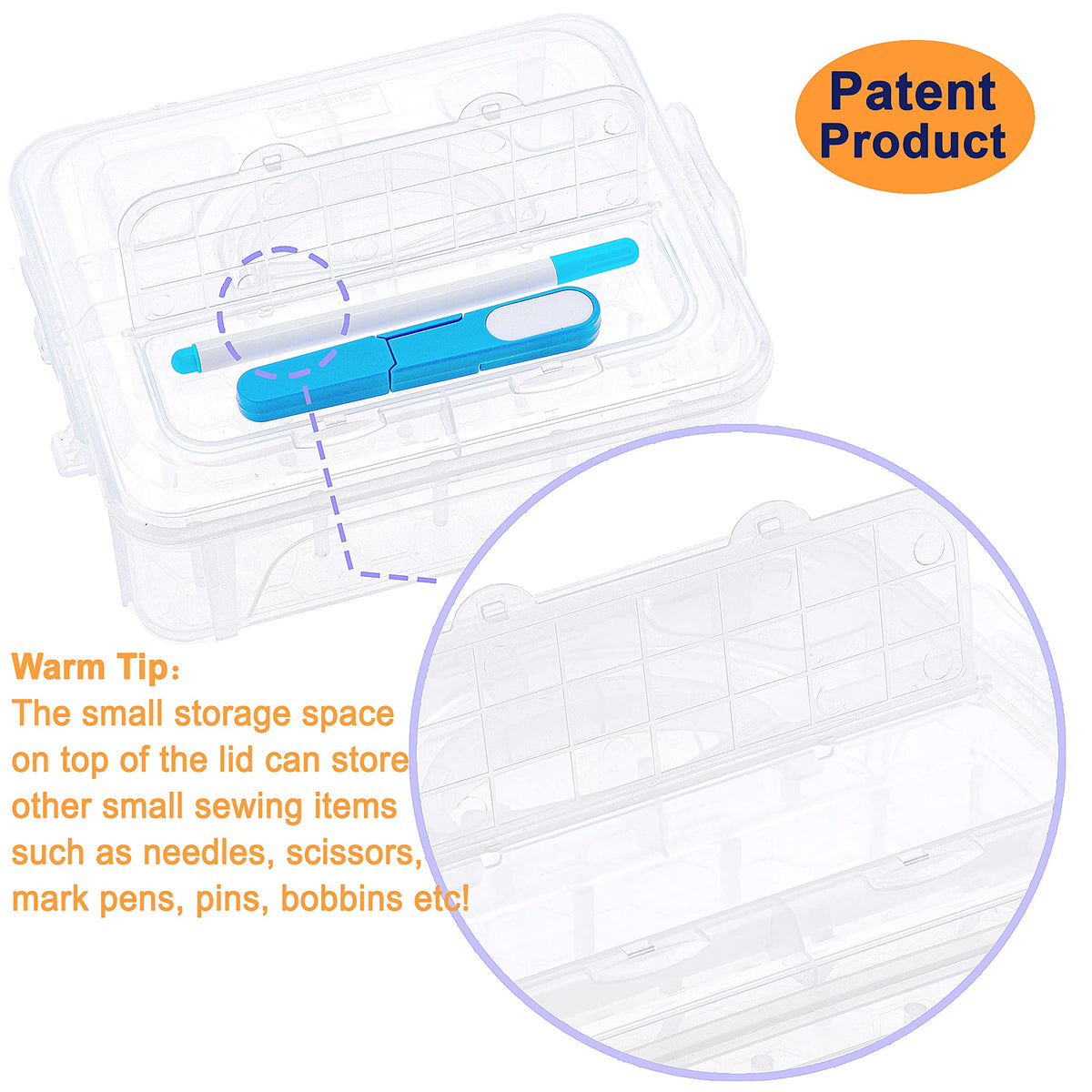 New brothread 4 Layers Stackable Clear Storage Box/Organizer for Holding 80 Spools Home Embroidery & Sewing Thread (Spool Size Requirement: Height≤2.2"/5.6CM; Width≤1.69"/4.3CM)
