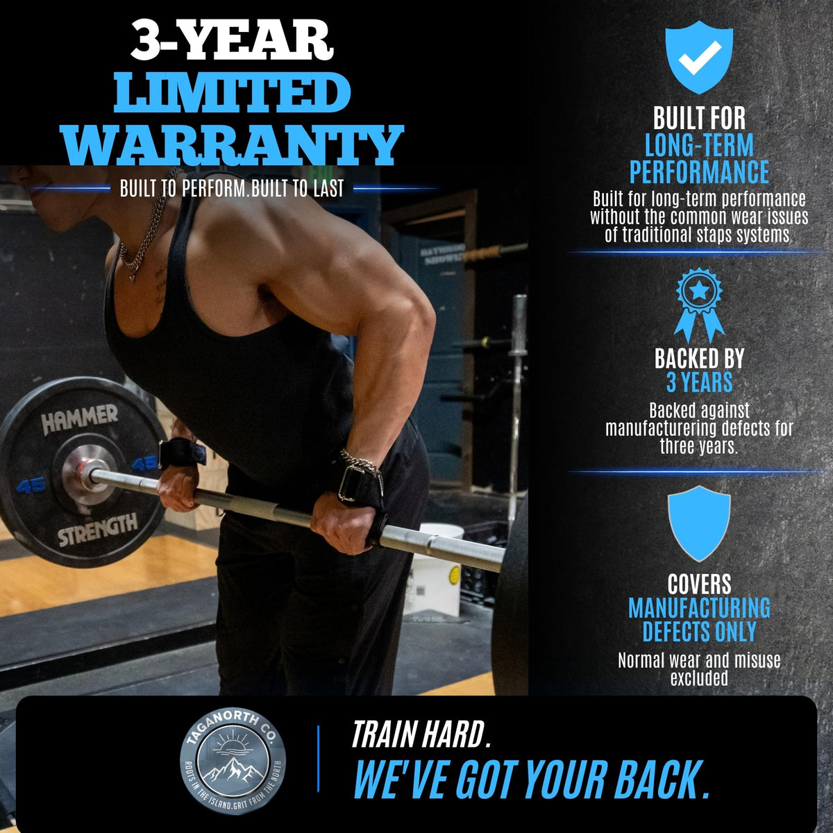 TagaNorth Co. TagaLock Quick-Lock Lifting Straps – Heavy Duty Wrist Straps for Weightlifting, Deadlifts & Pull-Ups – Secure Grip, No Slip Design