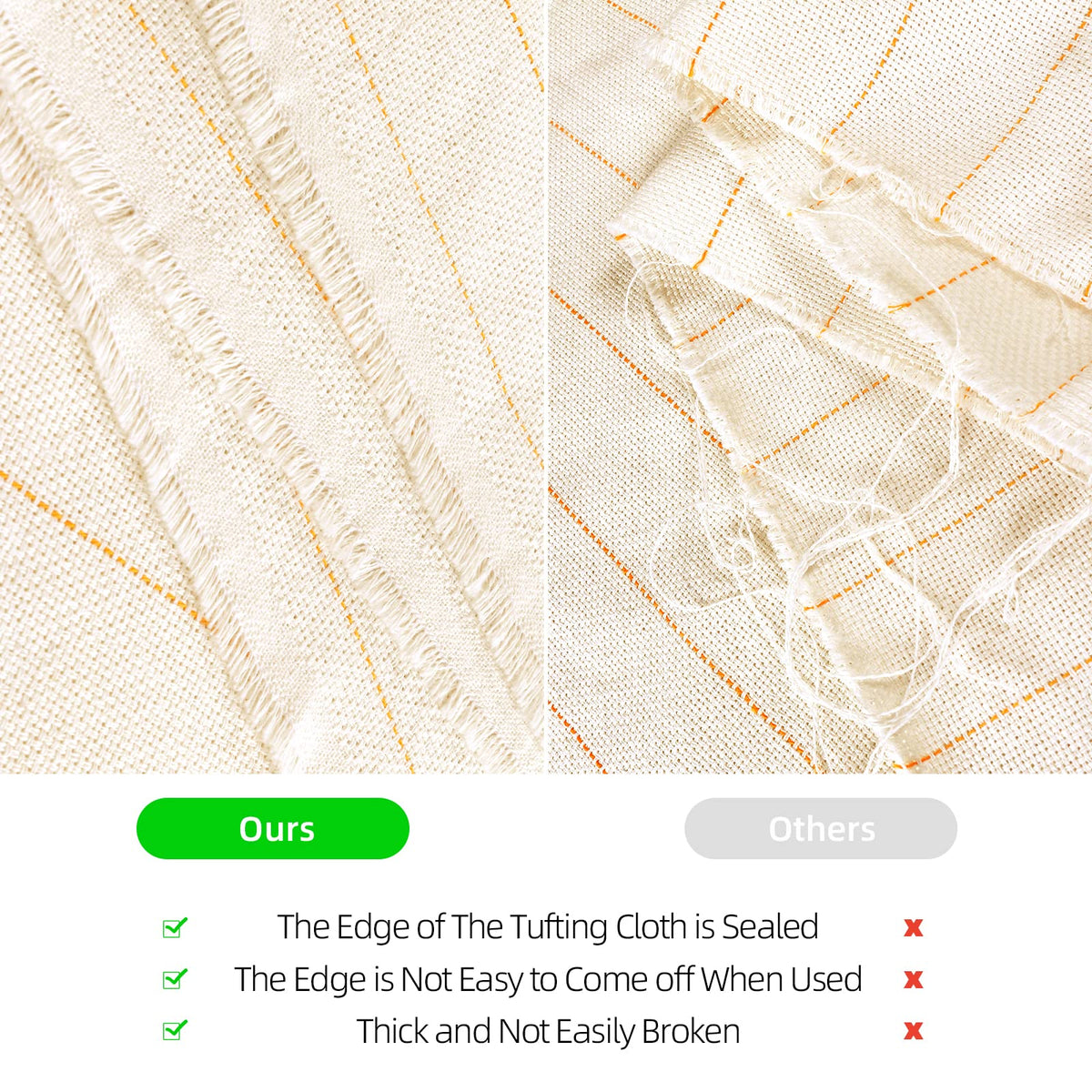 79"x59" Tufting Cloth with Yellow Marked Lines for Rug Tufting, 70"x39" Non-Slip Backing Felt Cloth for Tufted Rugs, Monk Cloth Rug Tufting Kit for Tufting Gun, Punch Needle, Rug Hooking