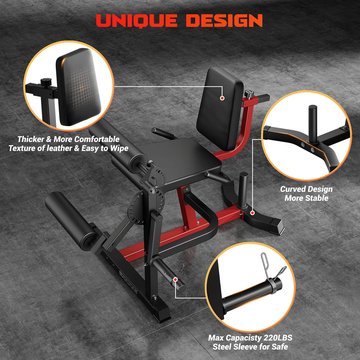 Leg Extension and Curl Machine, GOIMU 4 in 1 Lower Body Workout Machine, Adjustable Leg Curl Machine with Plate Loaded, Leg Extension Machine with Exercise Bench, Home Gym Weight Machine