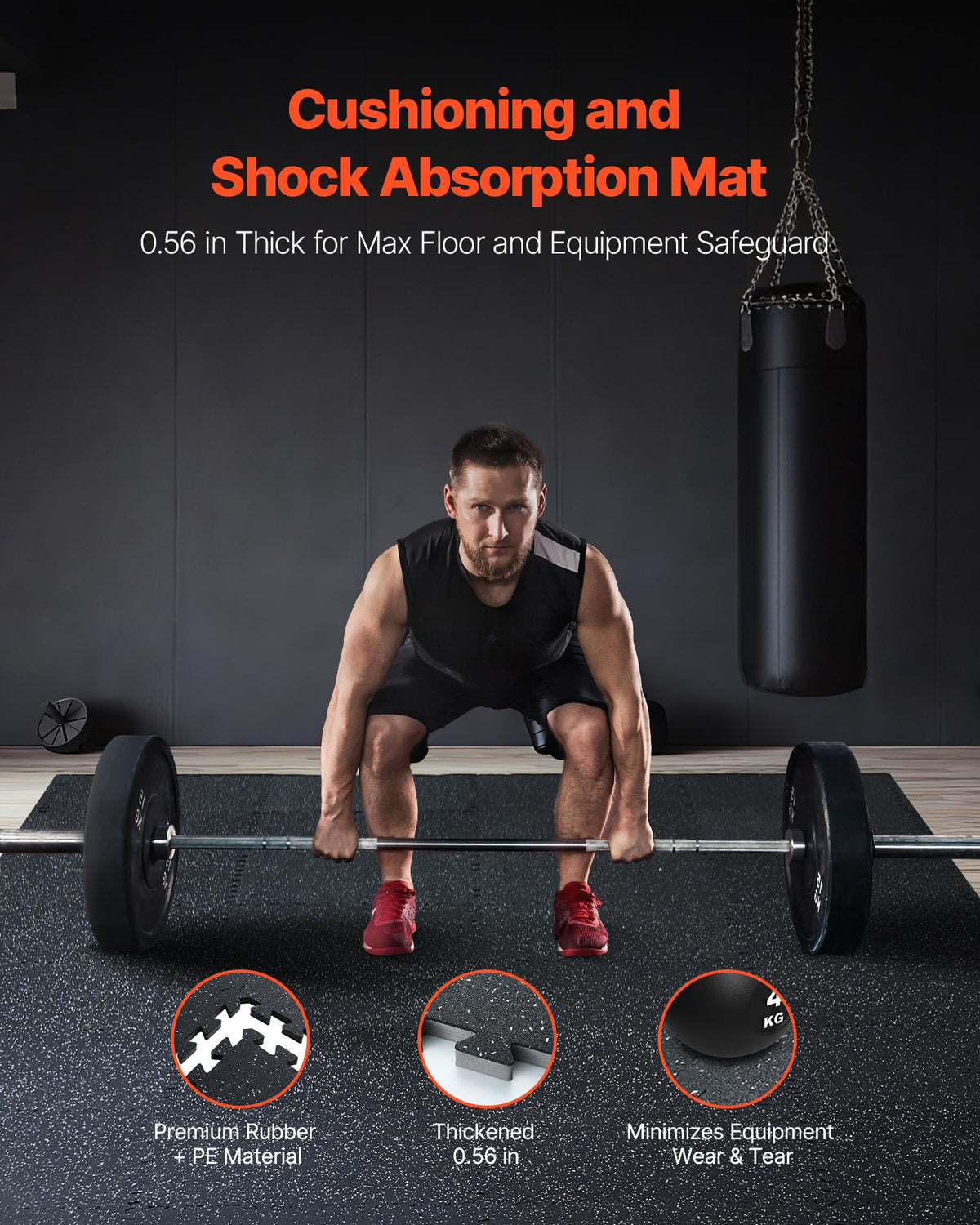 VEVOR 0.56In 100sq.ft 25 Tiles Gym Flooring for Home Gym, Rubber Top with High Density EVA Foam, 25" x 25" Gym Floor Exercise Equipment Mats, Interlocking Gym Mats, Puzzle Workout Mats, Black & White