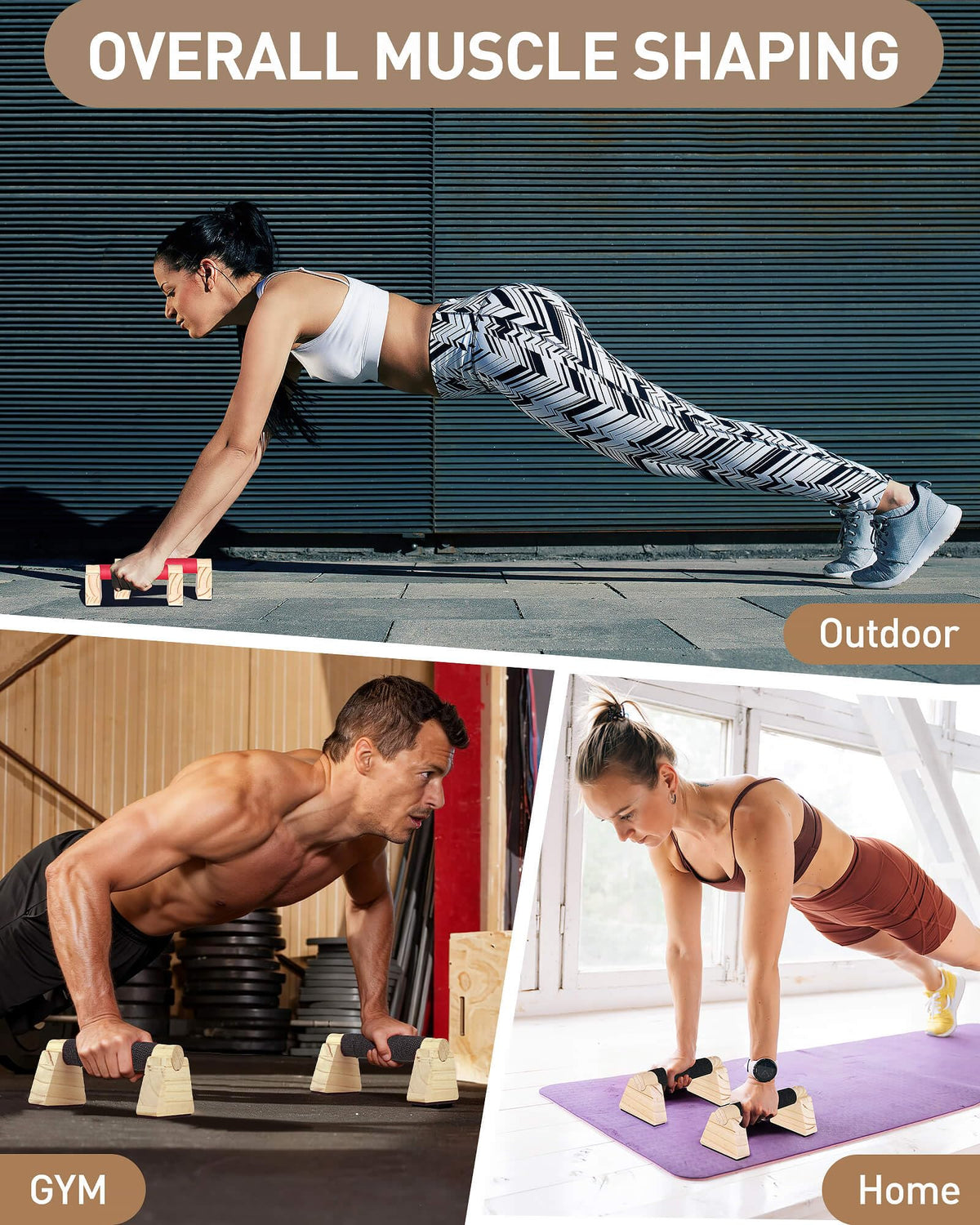 Wood Push Up Bars, Non-Slip Calisthenics Equipment for Strength Training, Solid Wood Calisthenics Bars & Parallettes Bars, Push Up Handles for Floor Exercises