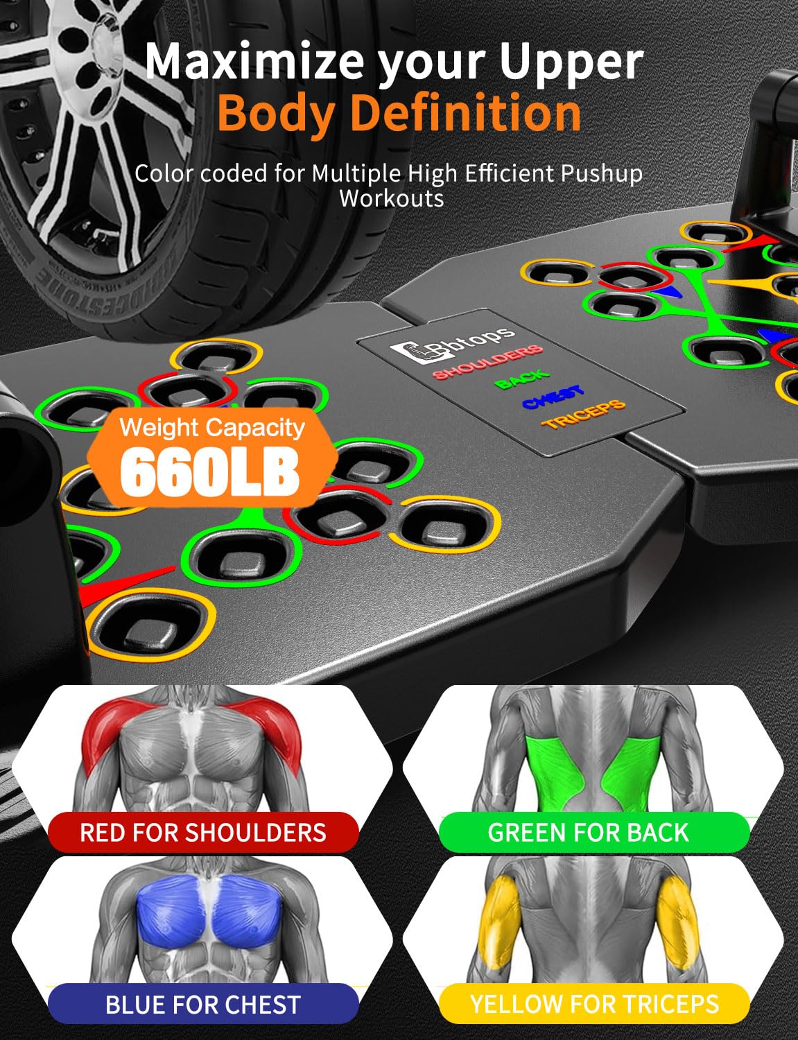 BBTOPS Push up Board, Pilates Bar & Ab Roller, 25-in-1 Foldable Push up Bar at Home Workout,Gym Exercise Professional Push ups bar Strength Training Equipment for Man and Women