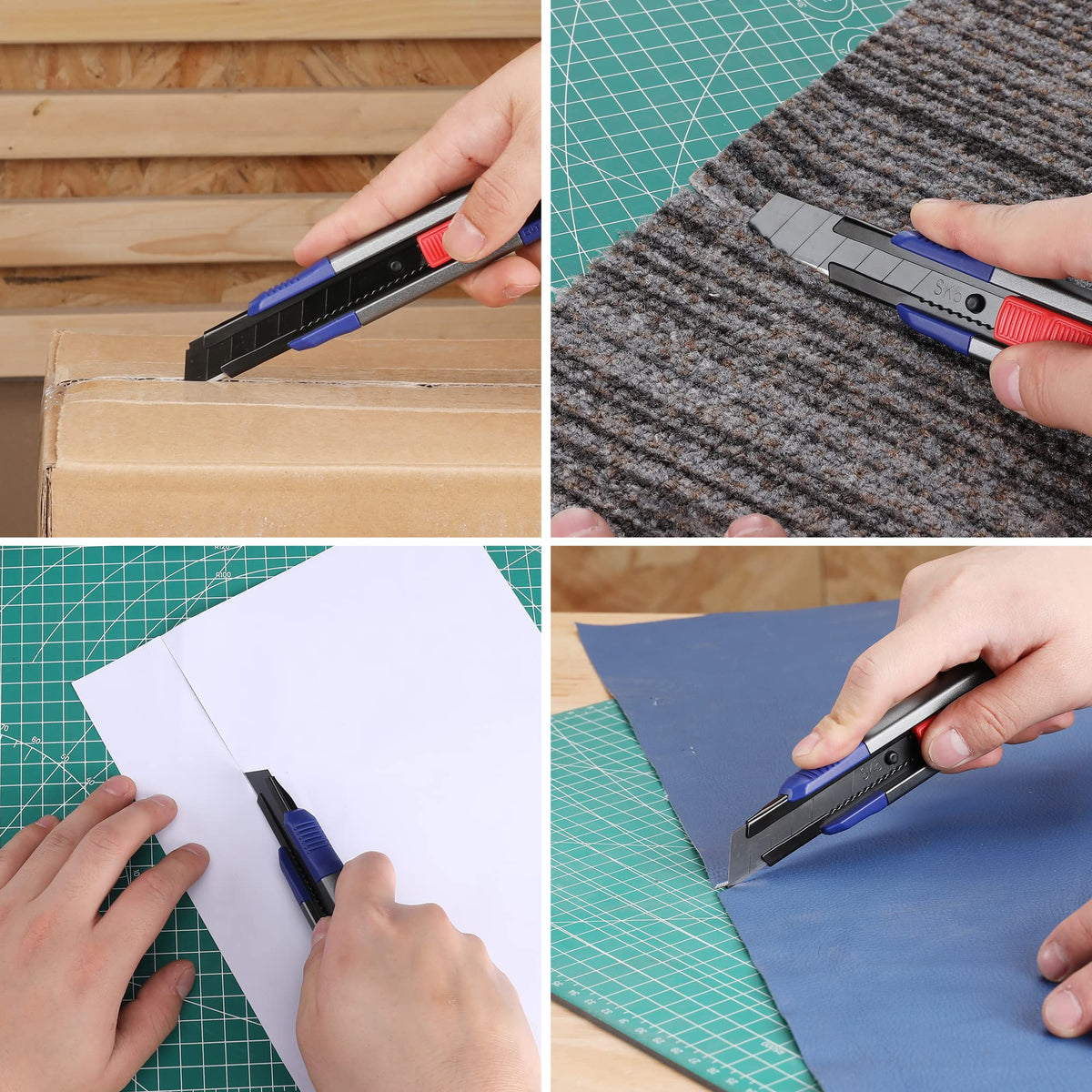 WORKPRO 18mm Retractable Utility Knife, Heavy Duty Snap-off Box Cutter with 10-Piece SK5 Blades for Cartons, Cardboard and Boxes, Perfect for Office and Home Use