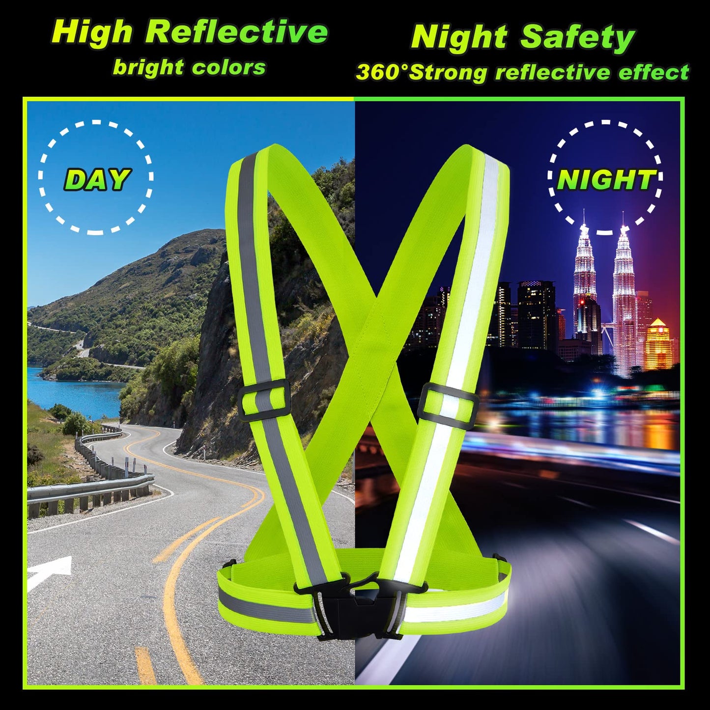 Hercicy 30 Pcs Reflective Vest High Visibility Safety Vests, Adjustable Running Gear Straps Lightweight Reflector for Construction (Yellow)