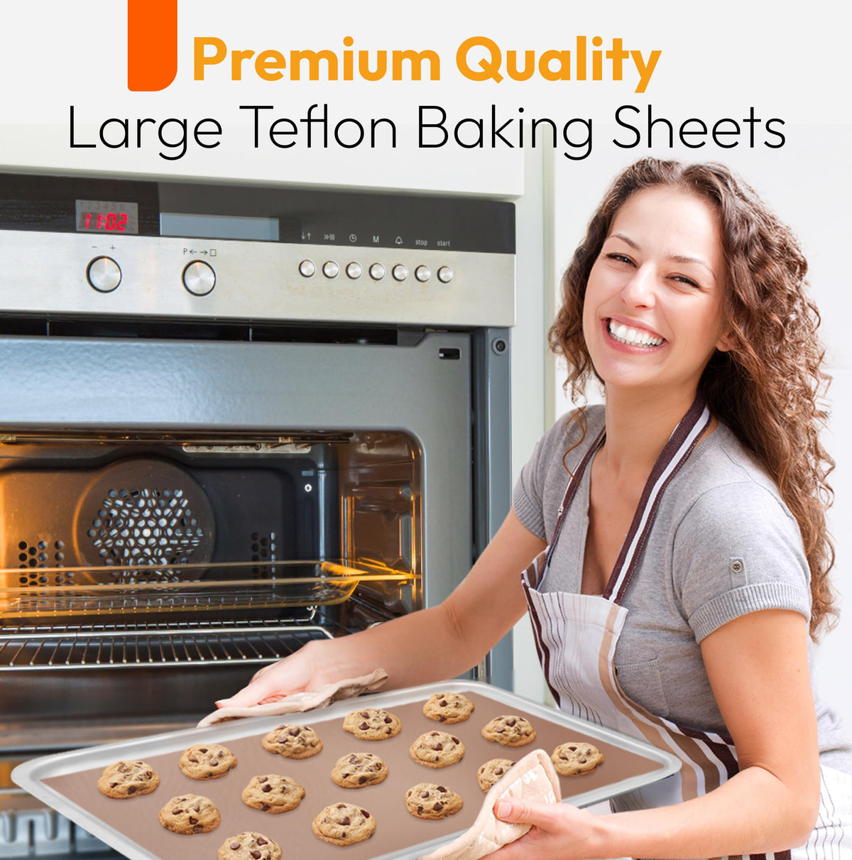 Teflon Sheets for Heat Press and Baking - Reusable PTFE Oven Liners, Premium Teflon Sheet for Baking - Heat Resistant Range Mat - Food Safe, BPA & PFOA Free - Large 16" x 20” (3-Pack)