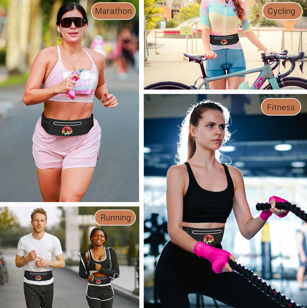 Mountain Tree Bicycle Running Belt Waist Pack Bag for Men Women,Runner Fanny Pack with 3 Pouches,Waterproof Reflective Running Bag Phone Holder for Jogging Hiking Traveling Gym,runner gifts for women