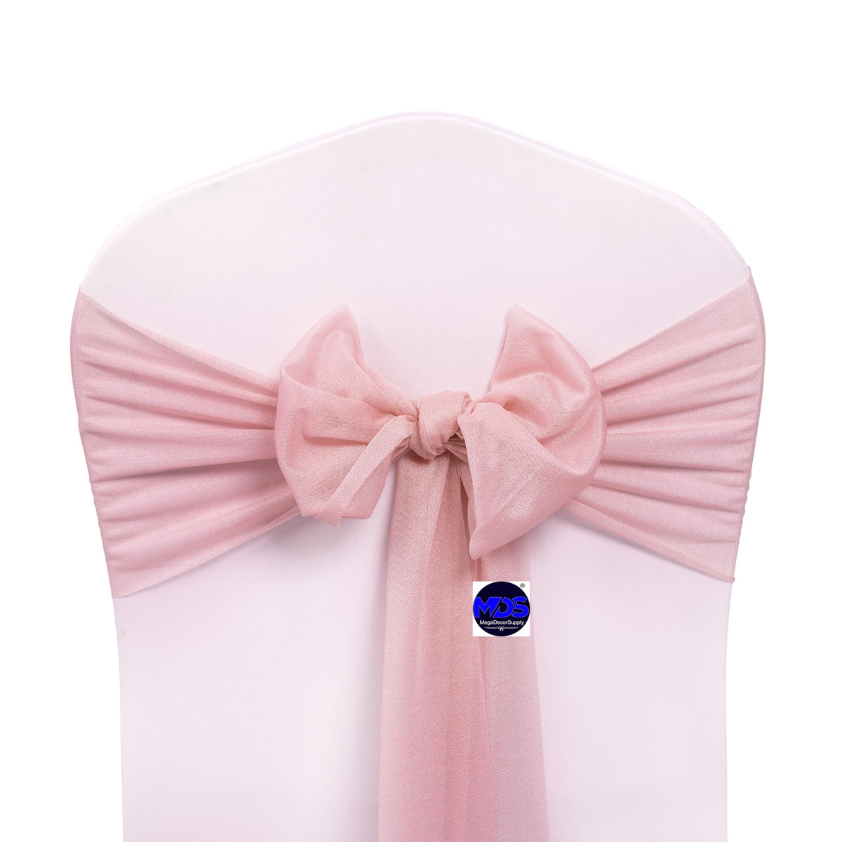 MDS® Pack of 50 Chiffon Chair Sashes Bows for Wedding Events Supplies, Decorations for Birthday Party, Graduation, Engagement, Chair Sashes fits Banquet Chair Cover Tie Back Band - Dusty Rose