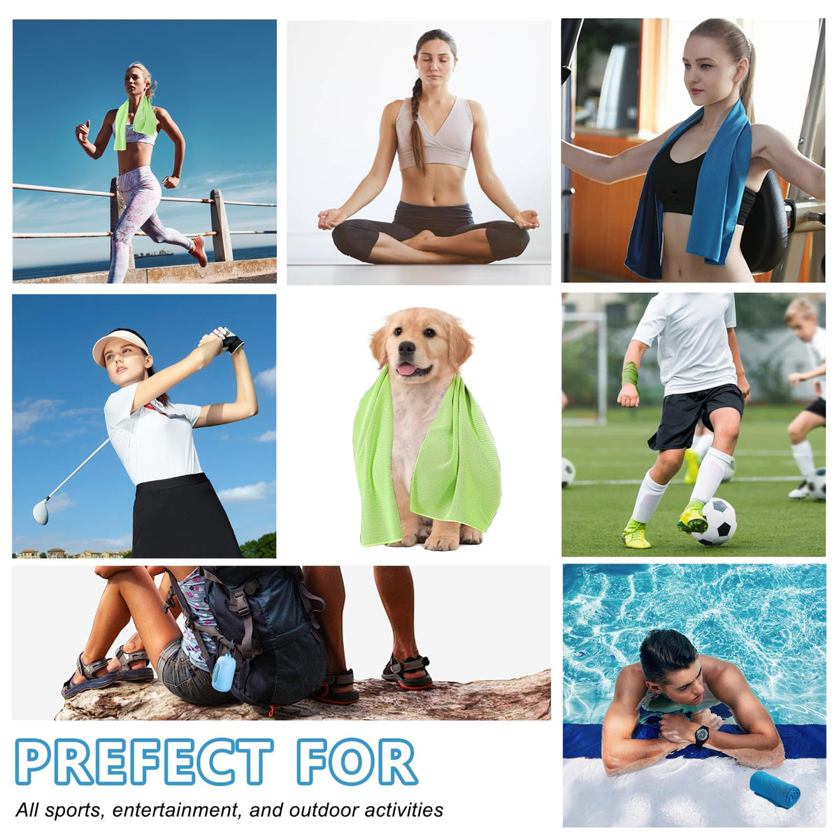 Aenfaiy 4 Pack Cooling Towels (40"x12"), Microfiber Chilly Towels Soft Breathable Gym Ice Towel for Workout, Yoga, Sport, Silicone Set Travel Sweat Towels Fast Drying Lightweight Cooling Neck Wraps
