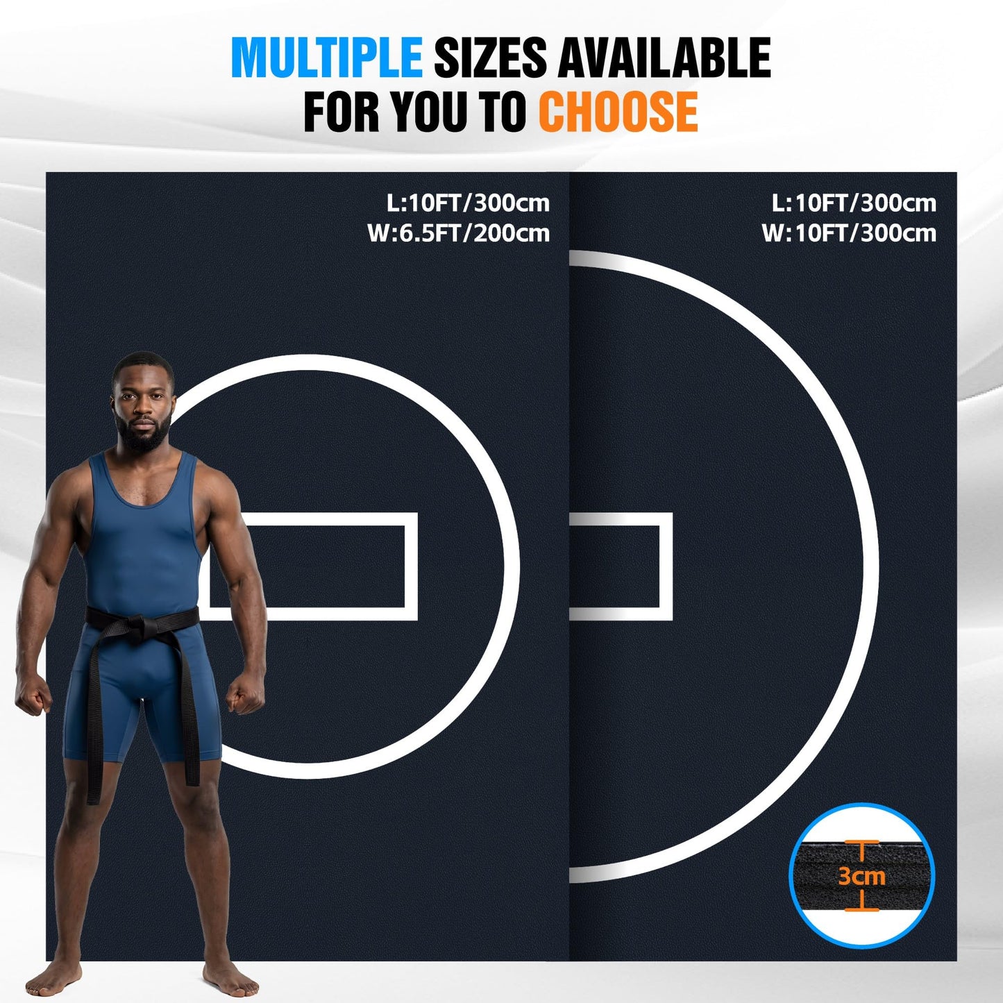 HESMAX 10' x 10' Wrestling Mat, Foldable Martial Arts Thick Mat, XPE Foam Wrestling Mats for BJJ, MMA, Jiu Jitsu, Judo & Grappling 1p2