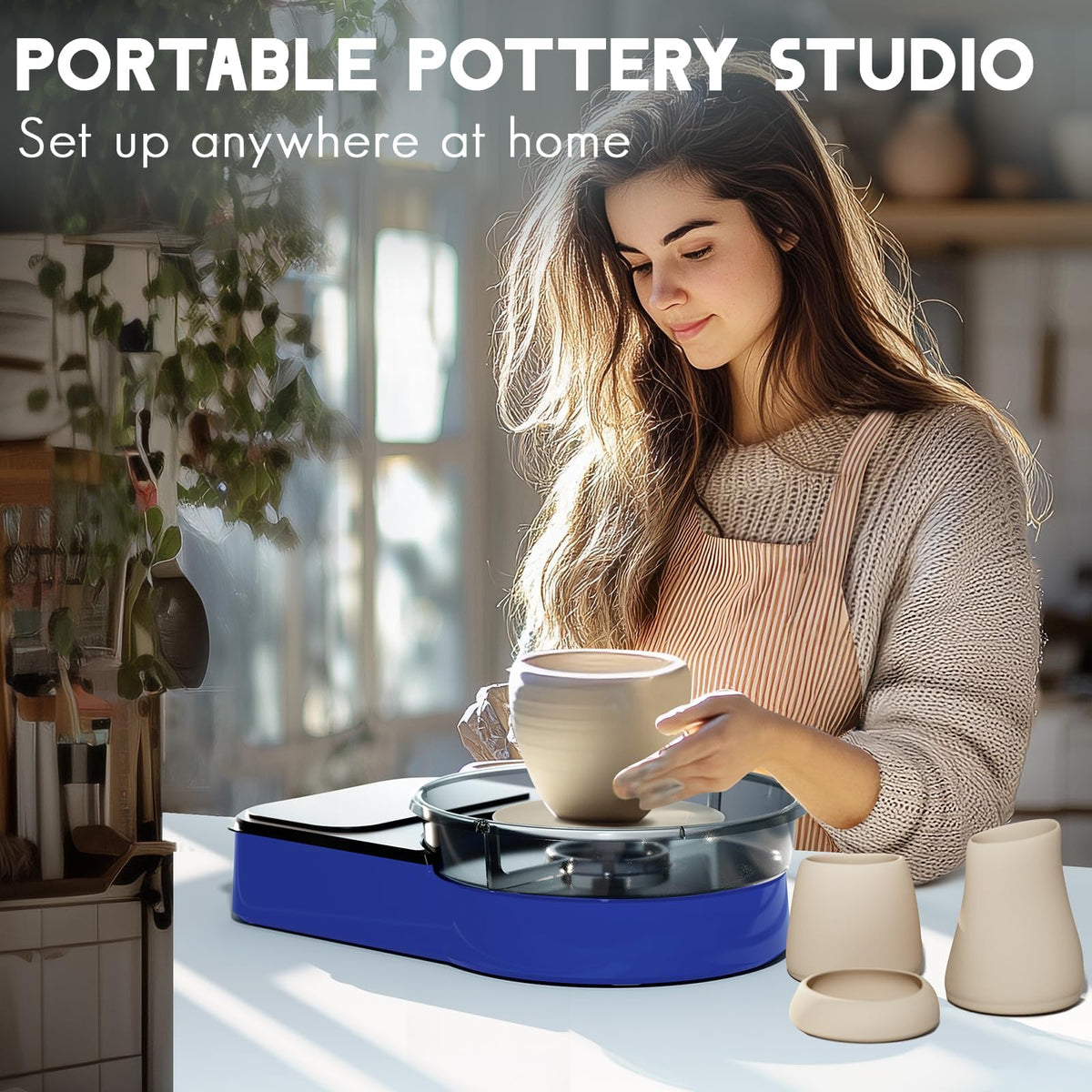 Pottery Wheel for Kids and Beginners - Complete Pottery Set with 6" Turntable with Two-Way Rotation, 2.2lb Clay, Art Supplies Sculpting Tools, Craft Gifts for Kids