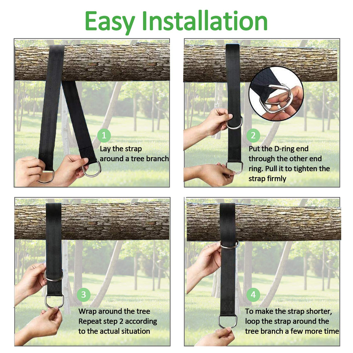 Werflyto Safe Tree Swing Hanging Straps Kit, 3FT/10FT/15FT/20FT, Heavy Duty Holds 5500LBS Extra Long Adjustable Tree Swing Straps, Easy & Fast Way to Hang Any Swing or Hammock(10 FT)