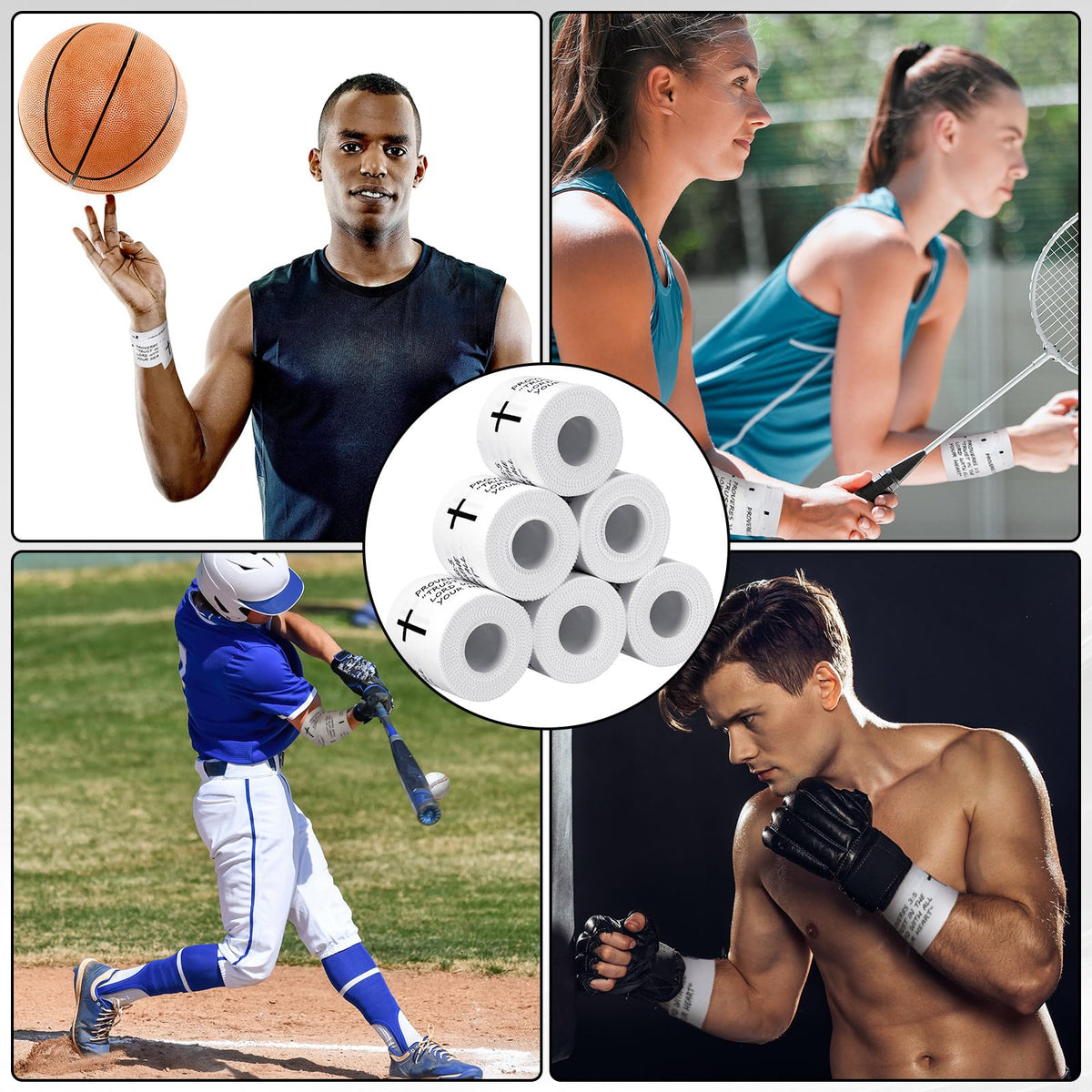 Geiserailie 12 Pcs Christian Cross Athletic Tape Sports Wrist Tape Religious Bible Verses Warp for Soccer Football Athlete Trainers Boxing, Inspirational Christmas Gift for Christian Church