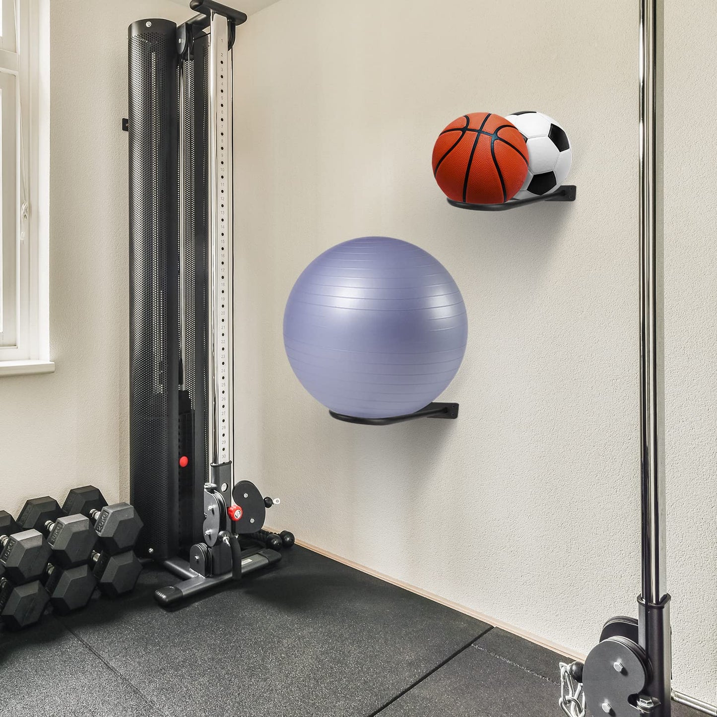 XIAO PEI Medicine Ball Rack - Wall Mount Stability Ball Storage Rack(1 Black)
