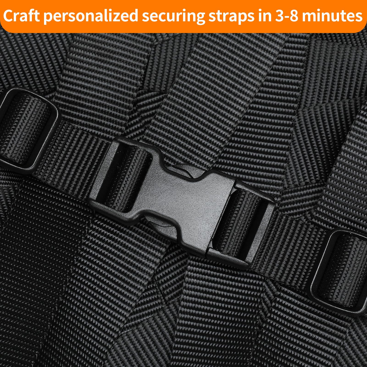 BEYOURD Buckles and Straps Set 1": 6 Yards of Thick Nylon Webbing, 6-Pack Heavy Duty Adjustable Quick Side Release Plastic Buckles, 12 Tri-Glide Slide Clips, Black (1-Inch Combo Set)