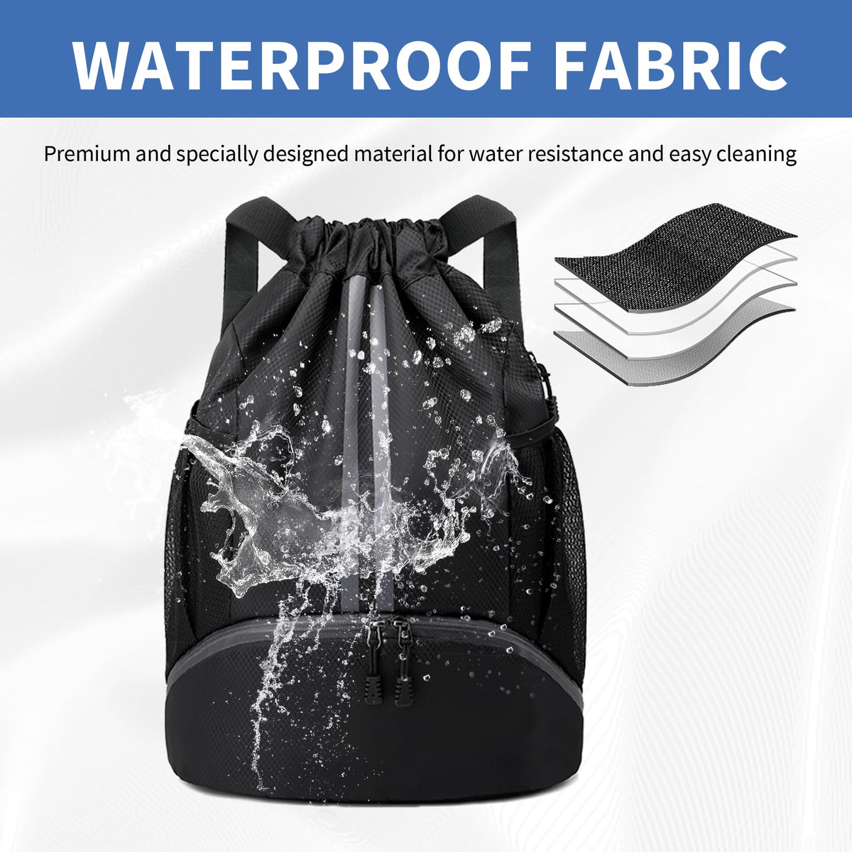 JELUTAR Drawstring Backpack Gym Bag with Shoes Compartment for Soccer, Basketball, Swim, Water-Resistant String Backpack Beach Cinch for Women Men