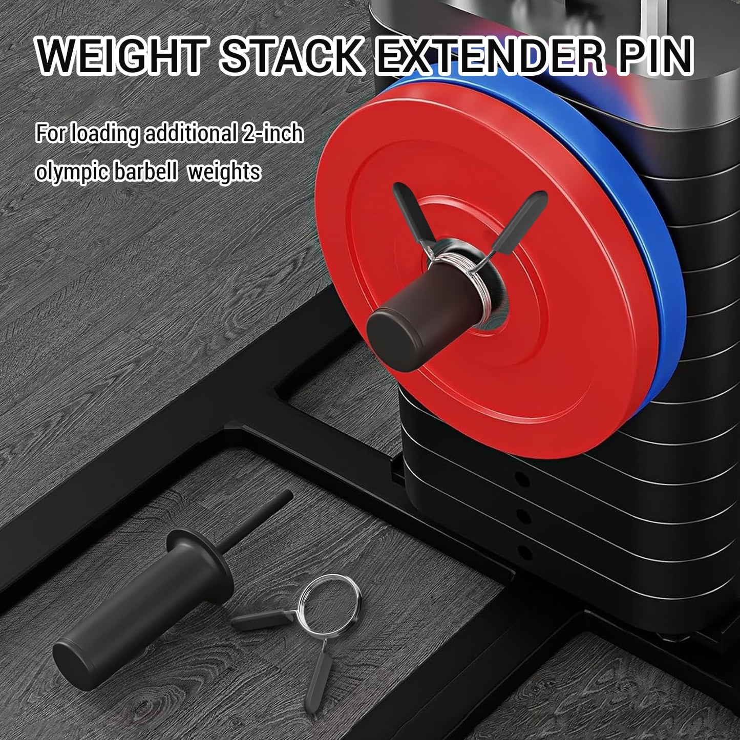 Weight Stack Pin with Spring Clip Collar – Gym Pin for Weight Stack Machine, Weight Stack Extender Pin Strength Training Equipment for Commercial Gym and Home Gym