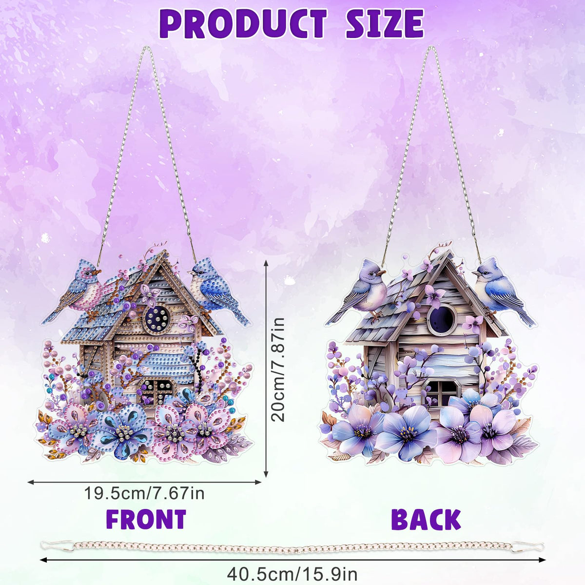 DOMROM Bird House Diamond Art Hanging Kits for Adults, Special Shaped Diamond Painting, Crystal Art Suncatchers Ornament, Rhinestone Decor for Home Garden Window Wall Decor