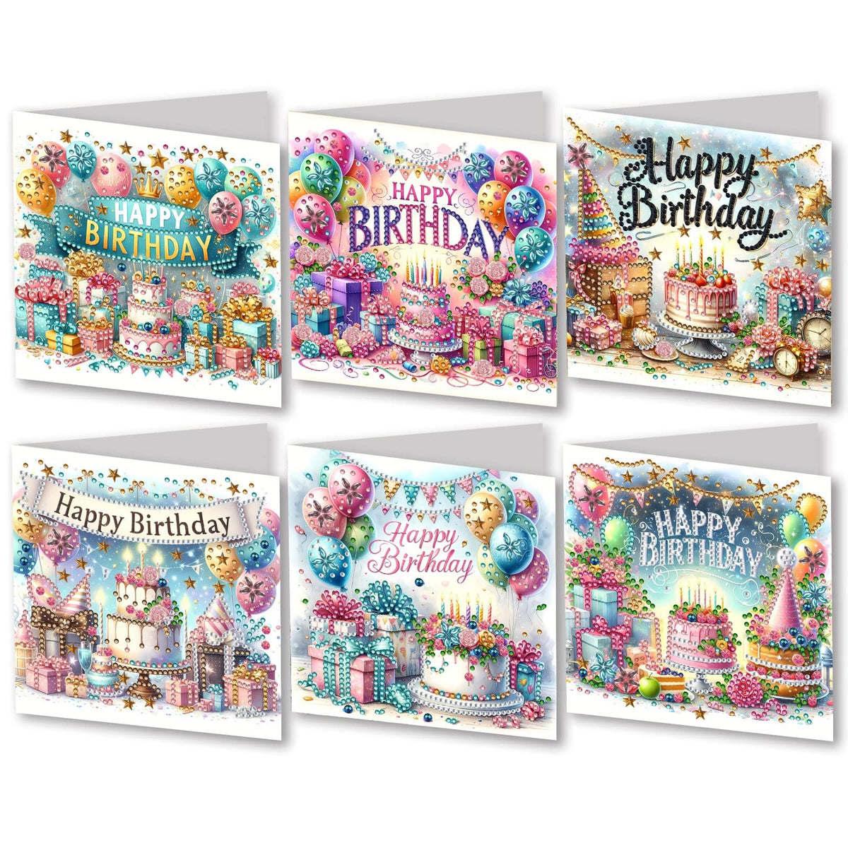 DIY Diamond Greeting Cards Set, 5D DIY Diamond Art Painting Festival Style Greeting Card, DIY Christmas Card Making Kits for Family Friends Handmade Gift-#28-Birthday