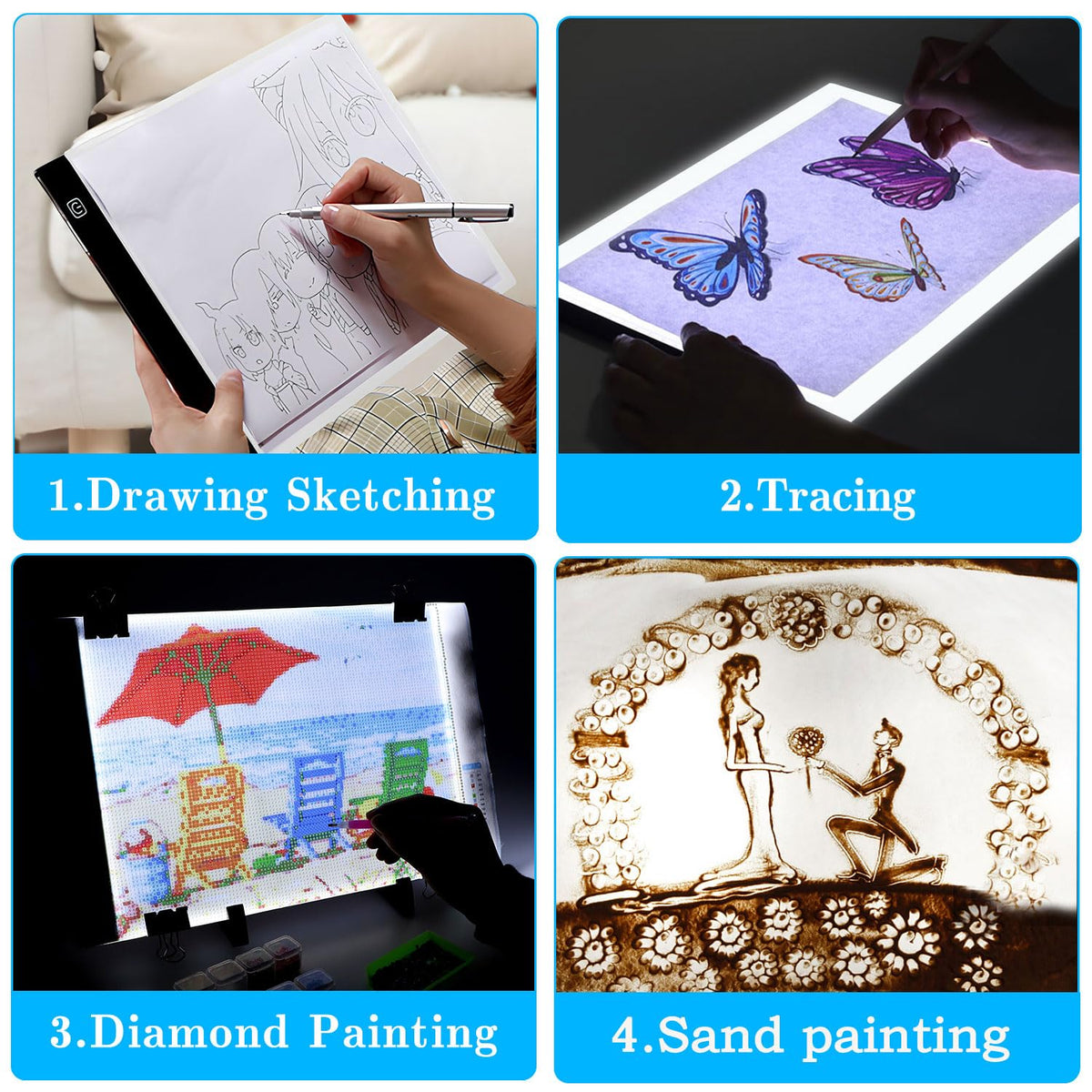 Ratukall 183PCS A4 Diamond Painting Light Pad Kit, Light Board for Diamond Painting Accessories, Tracing Light Box with 5D Painting Tools Set for Full Drill & Partial Drill Art