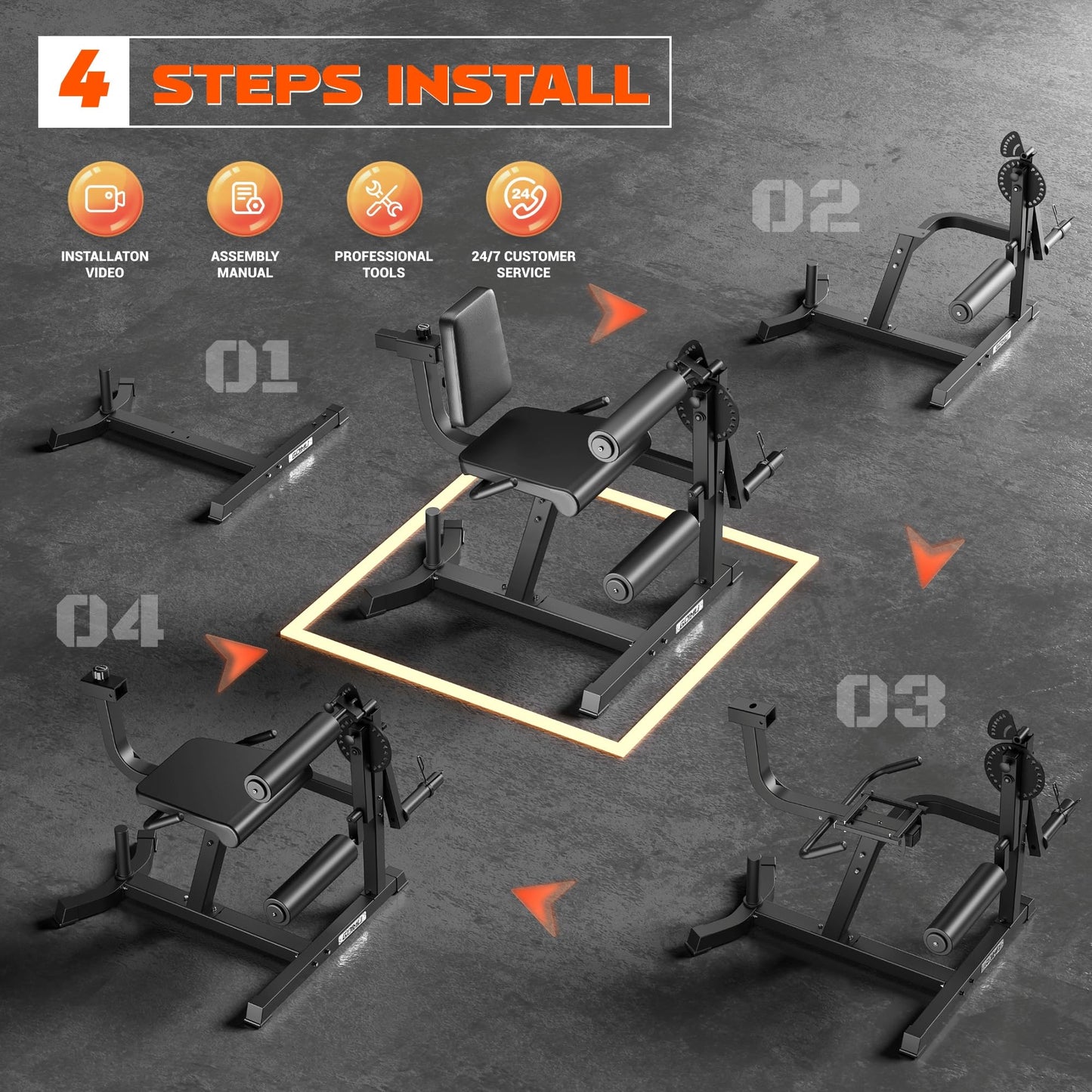 GOIMU Leg Extension and Curl Machine, 4 in 1 Lower Body Workout Machine, Adjustable Leg Curl Machine with Plate Loaded, Leg Extension Machine with Exercise Bench, Home Gym Weight Machine