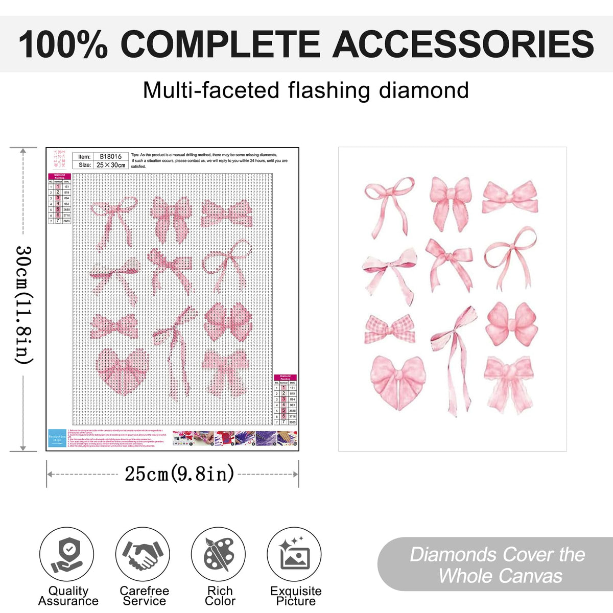4 Pack Pink Coquette Diamond Art Kits for Adults, 5D DIY Bow Diamond Painting Kits for Beginner, Diamond Dots Full Drill Crafts for Gem Art Dot Art for Adults Home Wall Decor for Teens Girls 10x12in