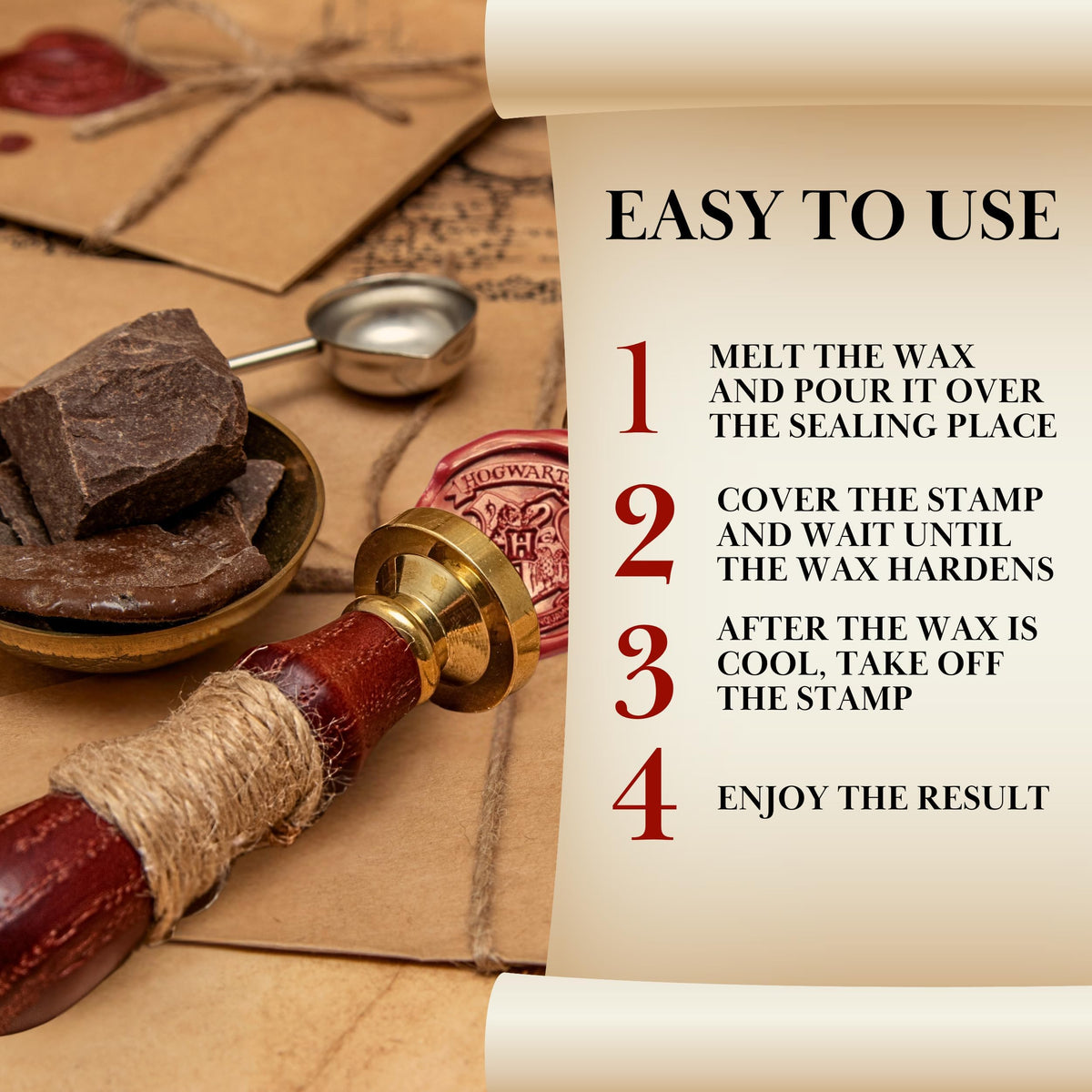 Wax Seal Stamp Kit - Sealing Stamp Set with Vintage Wooden Handle Seal Wax Stamp for Craft and Gift Vintage Wax Envelope Seal Press Heads and Hand for Adults