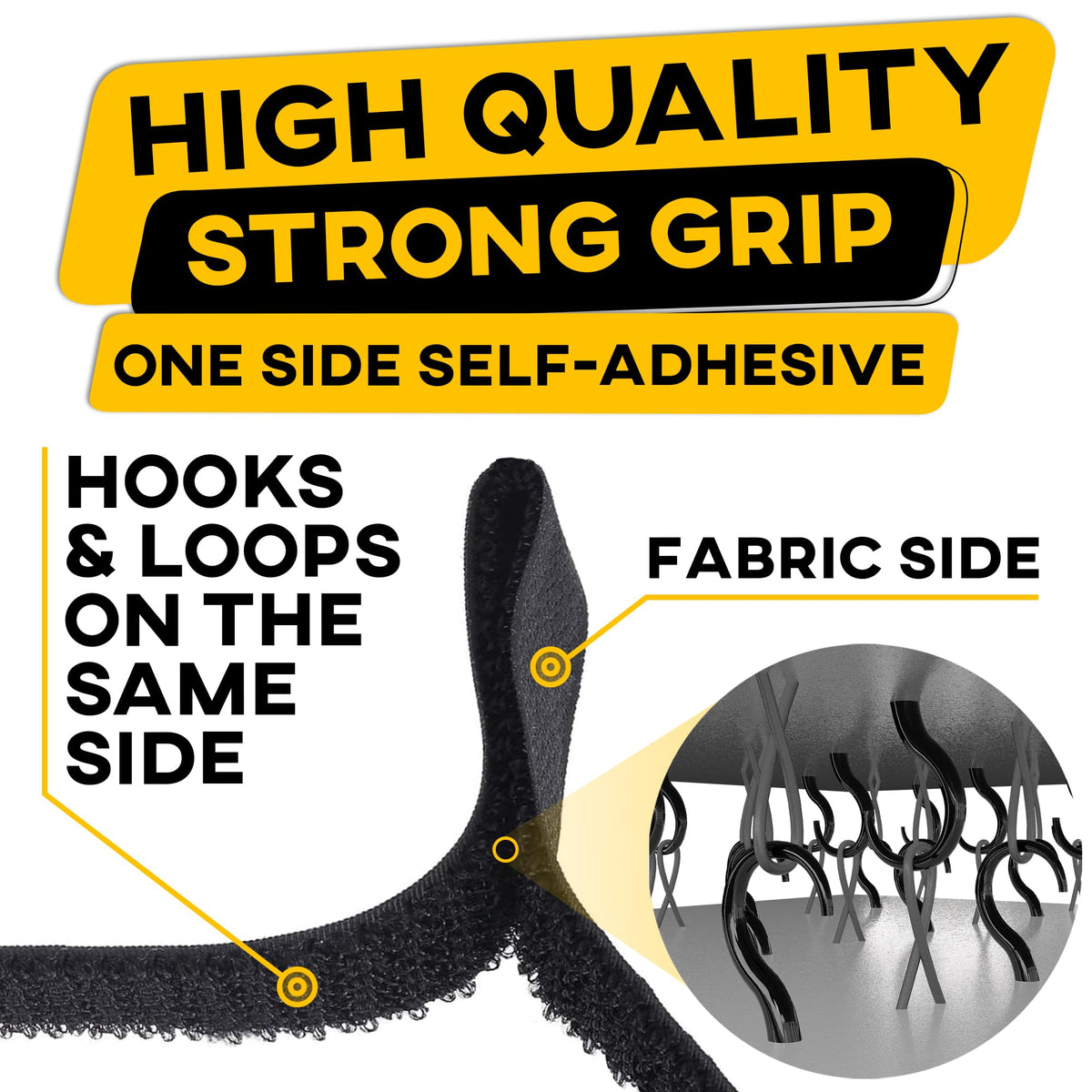 Hook and Loop Cable Straps with 50 Bucklets and 25 Carabineres, Reusable Fastening Cable Ties, Wire Management Securing Strap for Cable Tidy, Wire Management, Multi-Purpose Cord Organizer (Black)