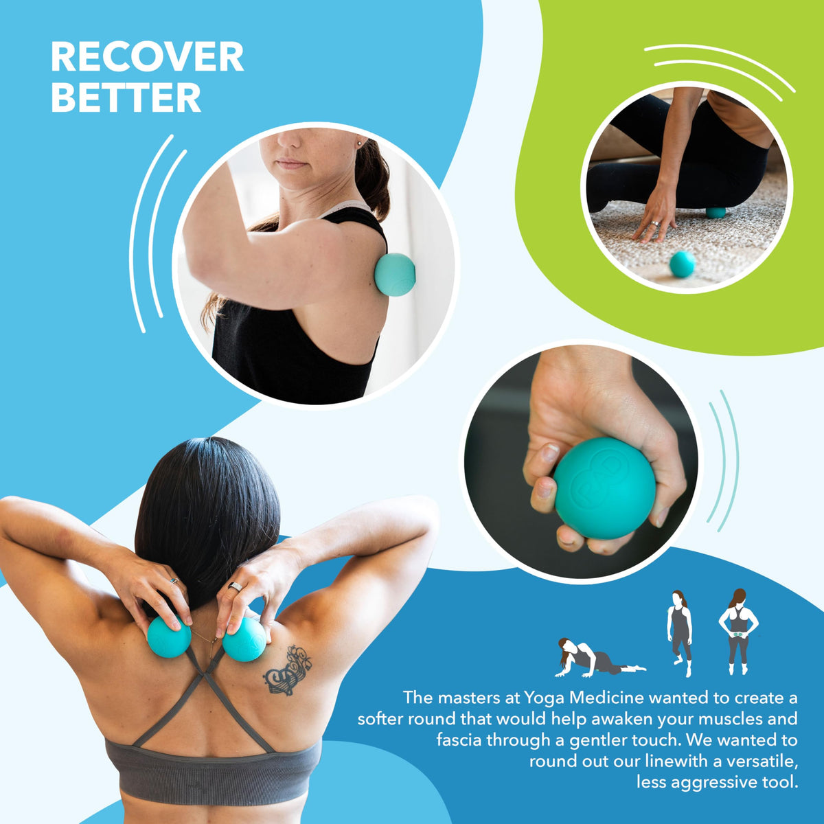 RAD Recovery Rounds - Extra Soft Yoga Deep Tissue Massage Ball Set – Myofascial Release Balls for Feet, Back, Neck, Legs & Arms – Trigger Point & Mobility Therapy (2-Pack)