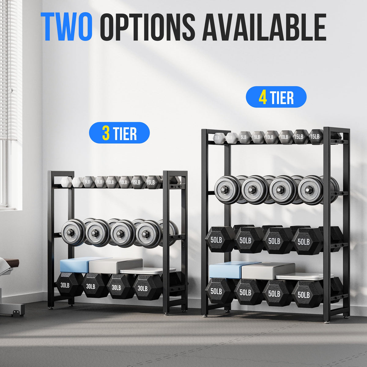 4 Tier Dumbbell Rack, Weight Rack for Home Gym, 1100 lb Capacity